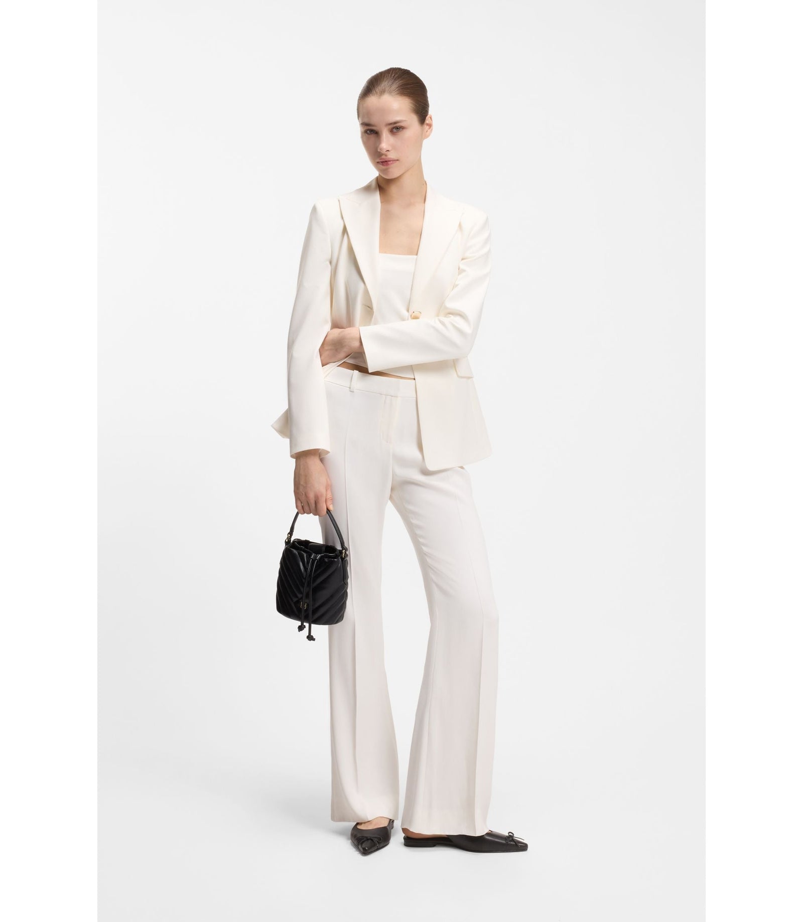 Hugo Regular Fit Trousers With Kick Flare White Women's