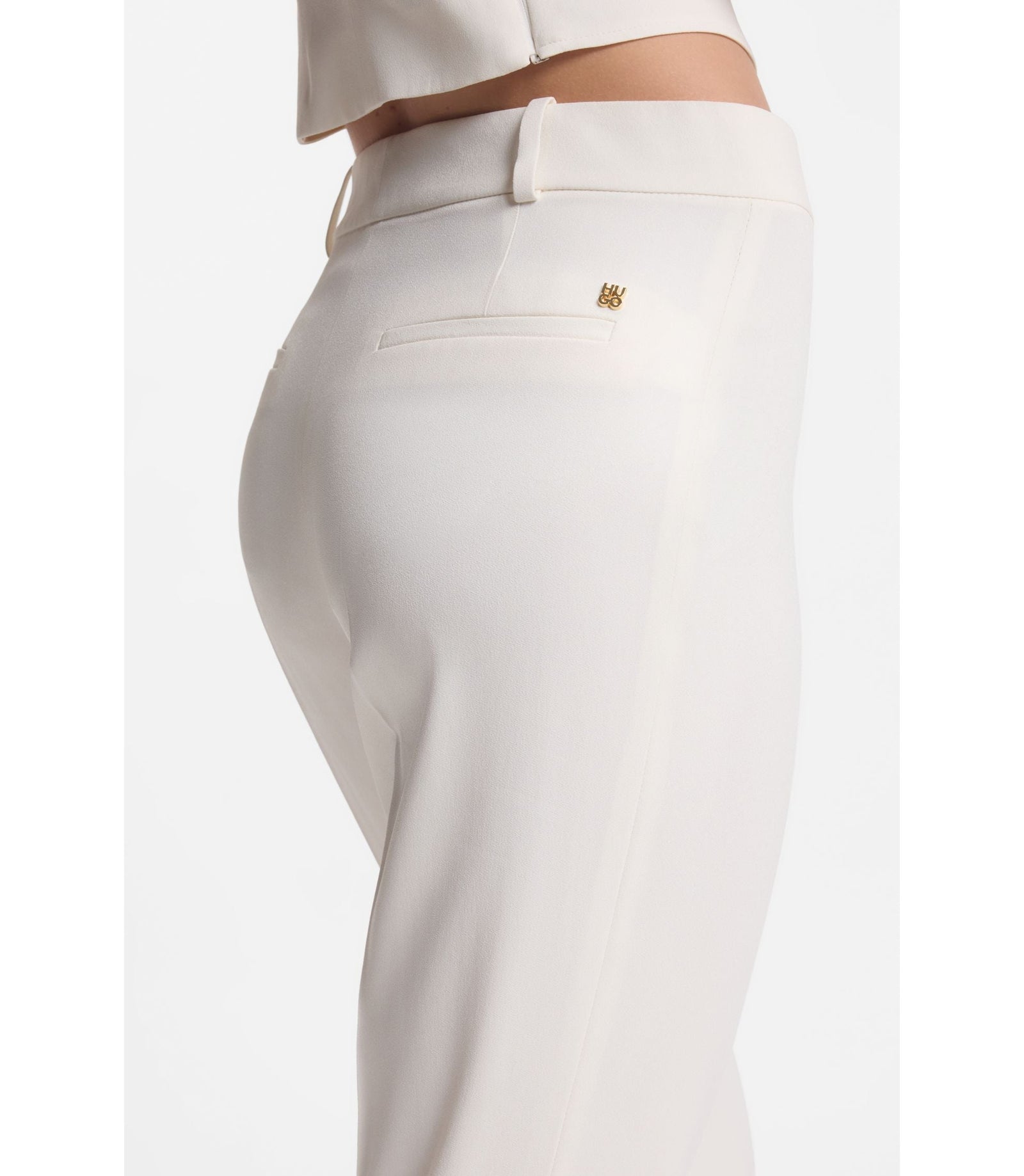 Hugo Regular Fit Trousers With Kick Flare White Women's