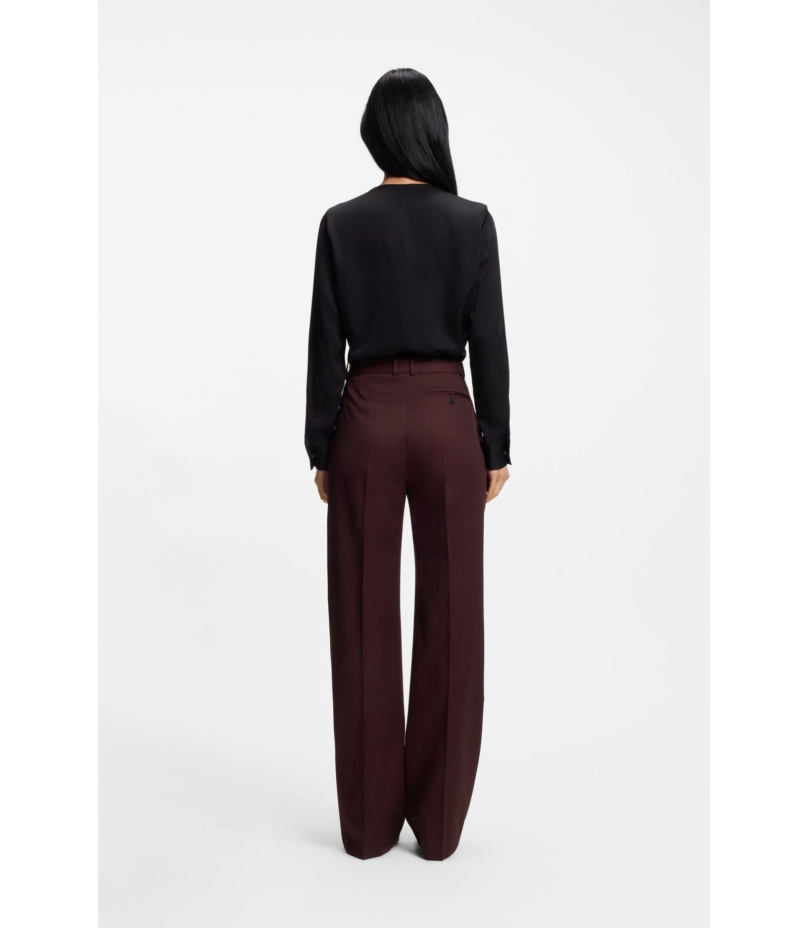 Boss Regular Fit Trousers In Virgin Wool Twill Dark Purple Women's