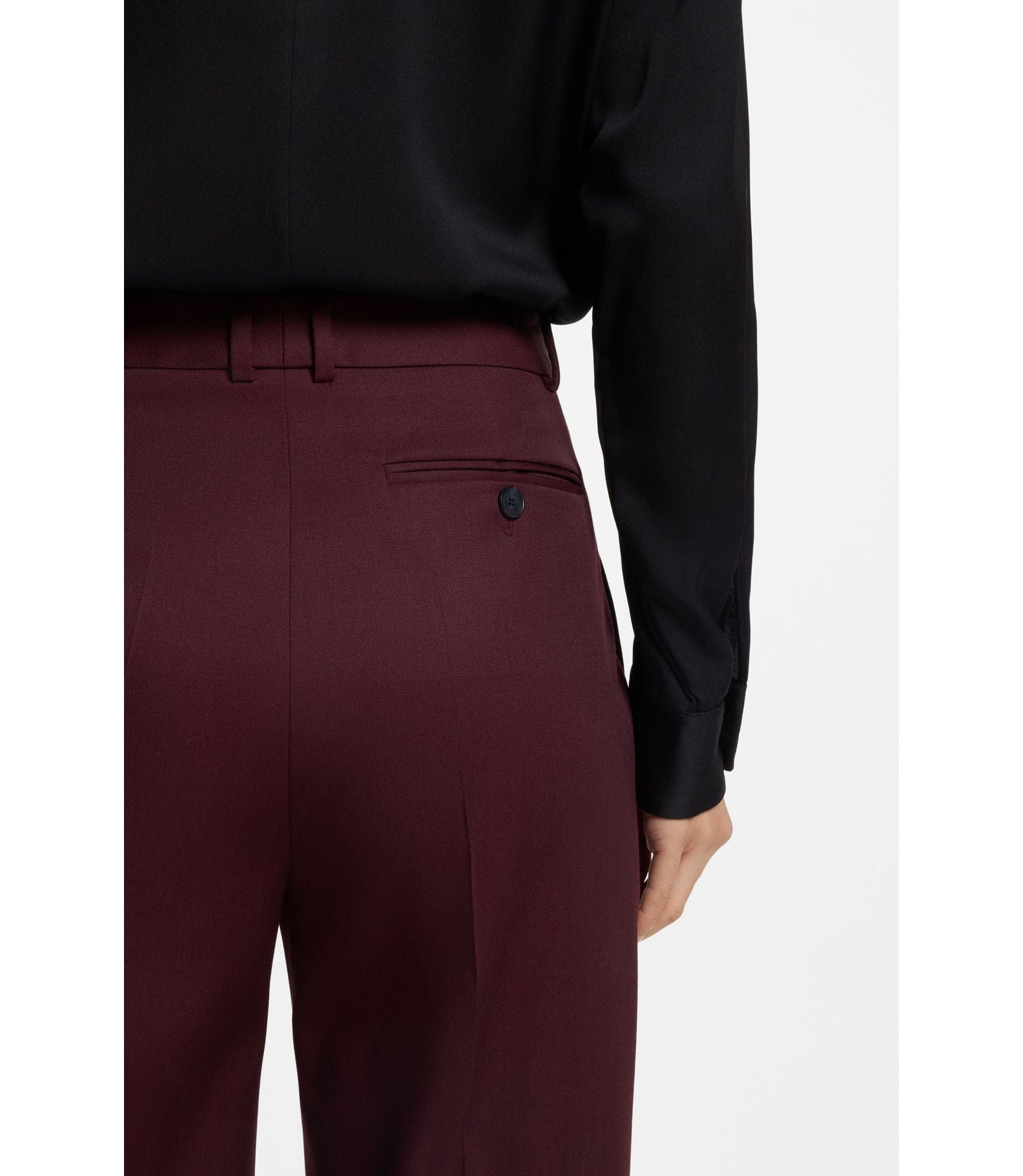 Boss Regular Fit Trousers In Virgin Wool Twill Dark Purple Women's