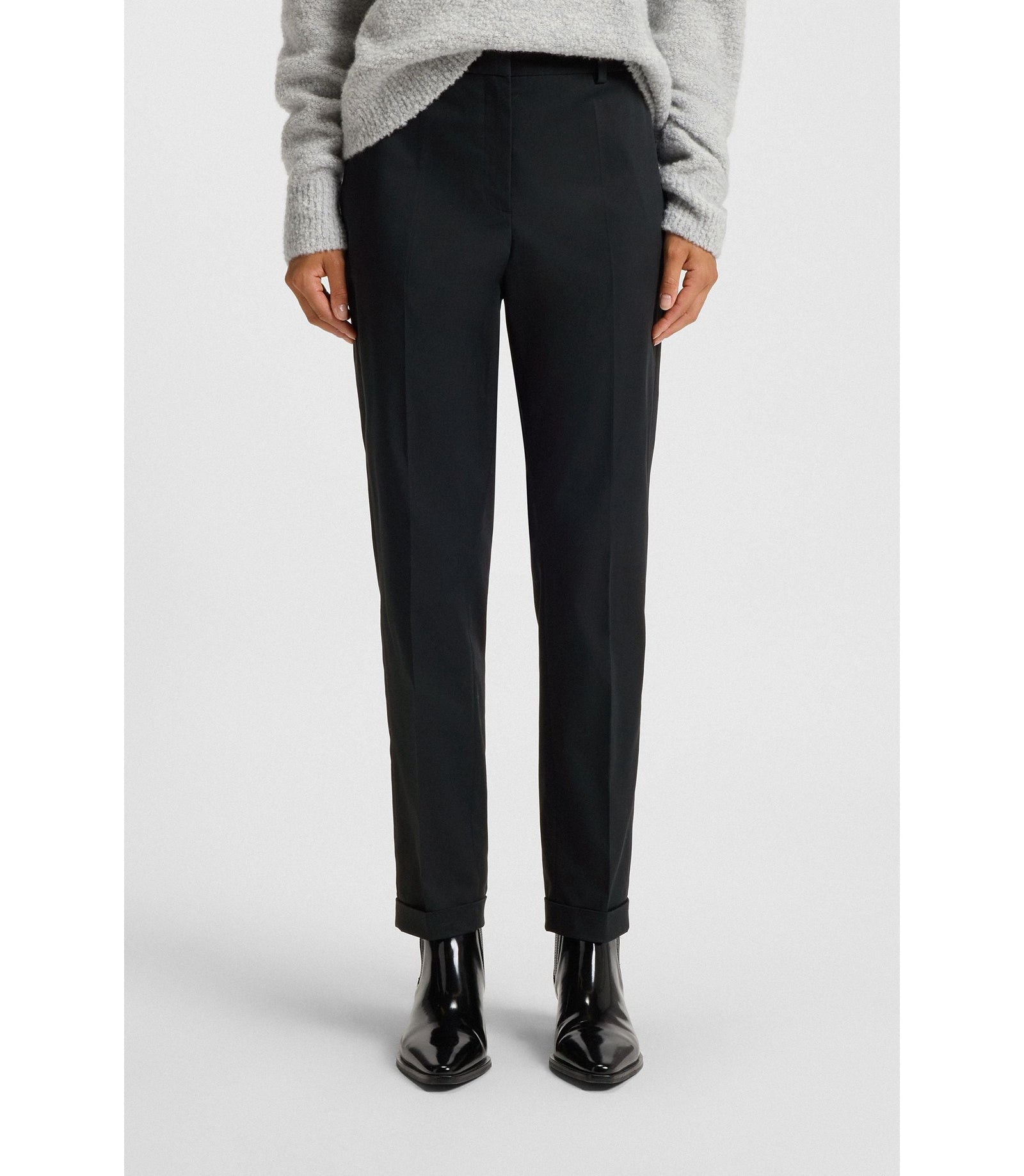 Boss Regular Fit Trousers In Stretch Cotton Twill Dark Blue Women's