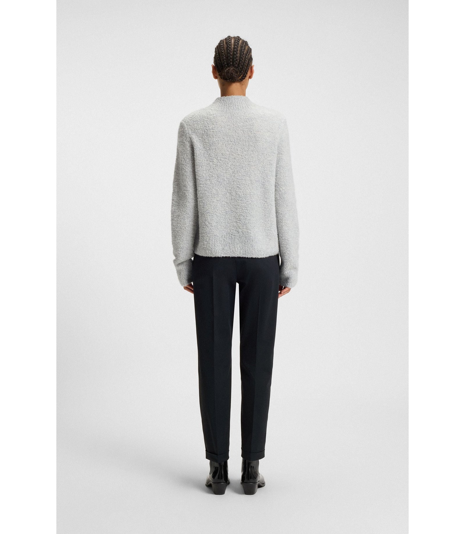 Boss Regular Fit Trousers In Stretch Cotton Twill Dark Blue Women's