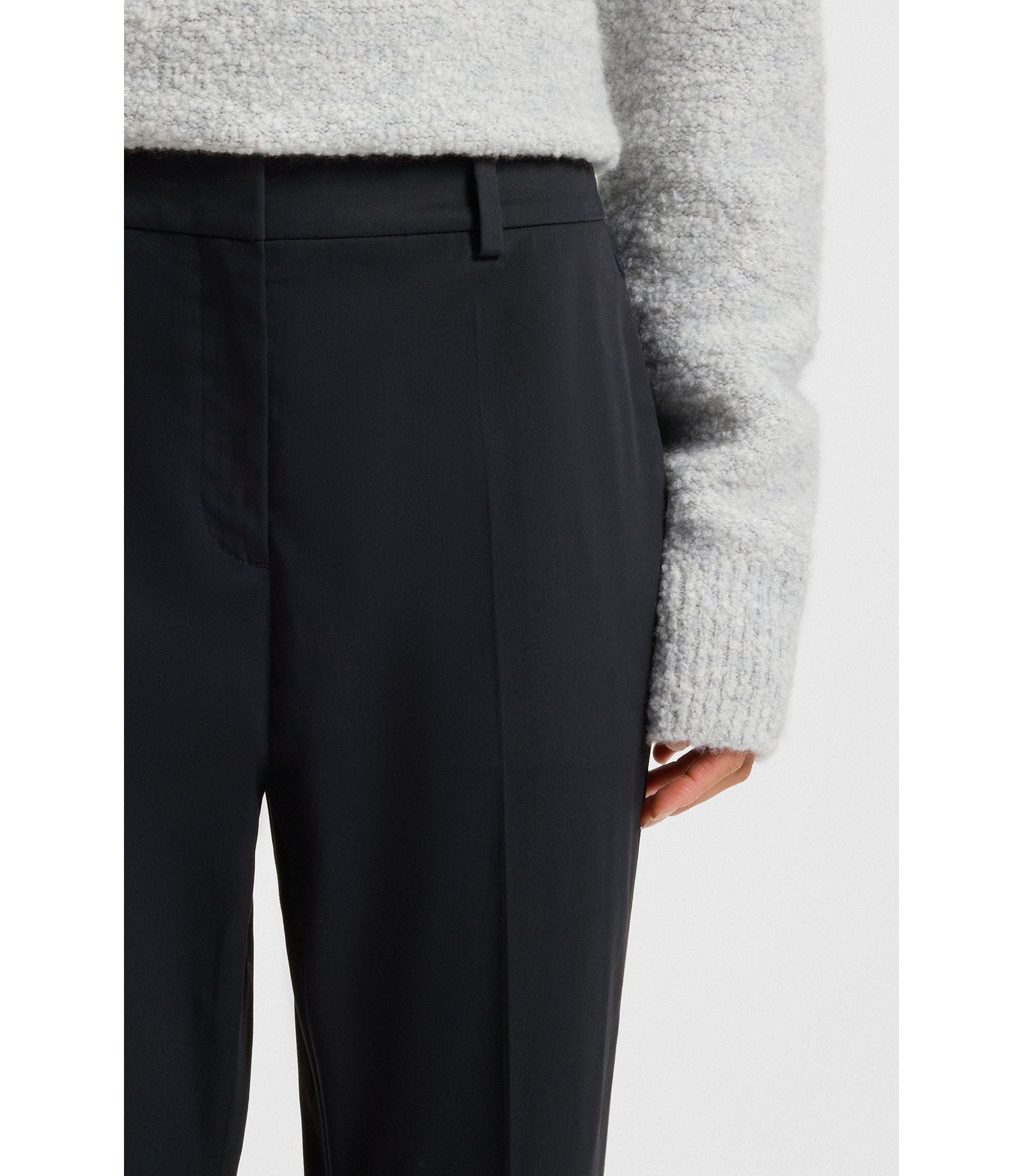 Boss Regular Fit Trousers In Stretch Cotton Twill Dark Blue Women's