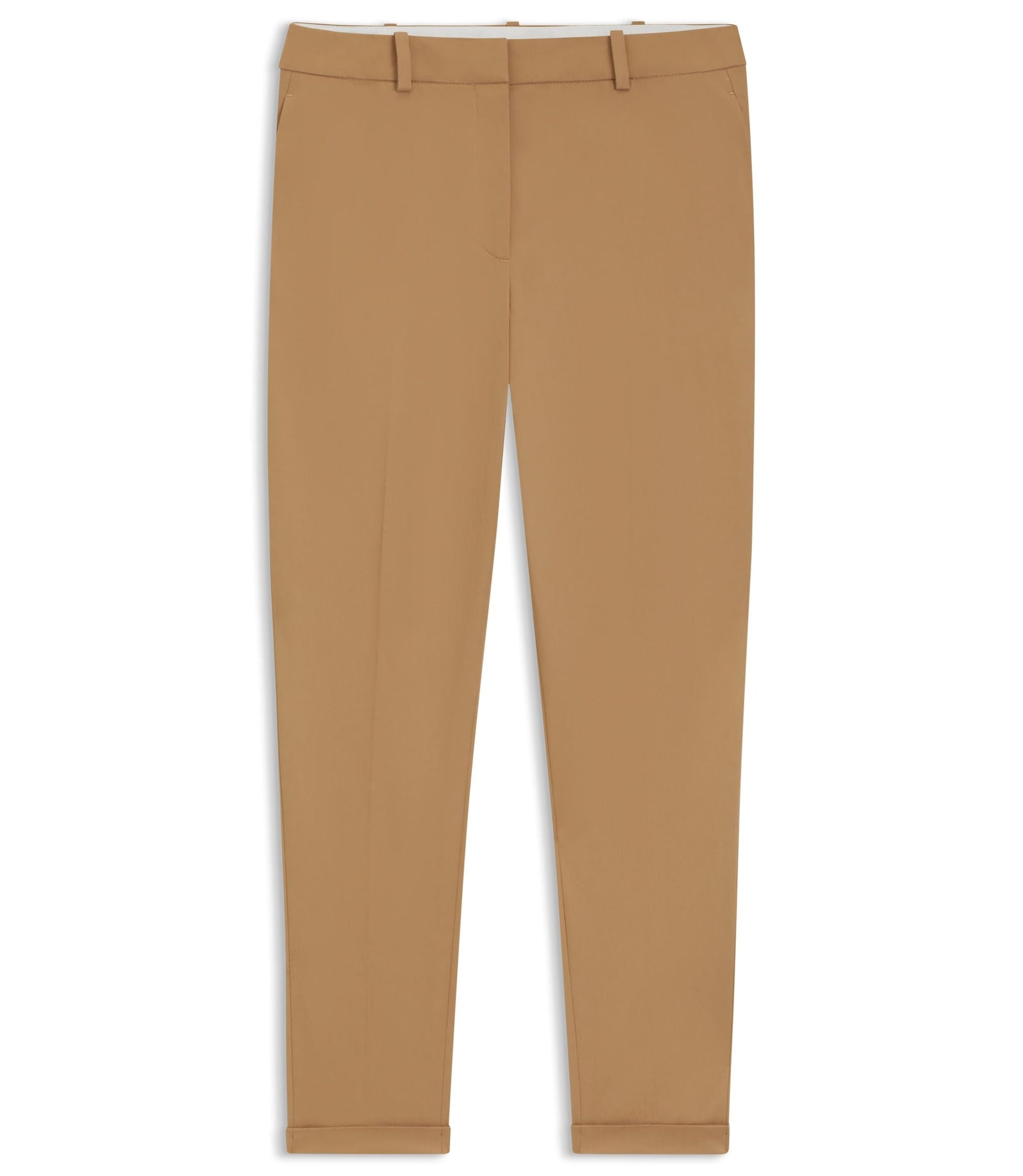 Boss Regular Fit Trousers In Stretch Cotton Twill Beige Women's
