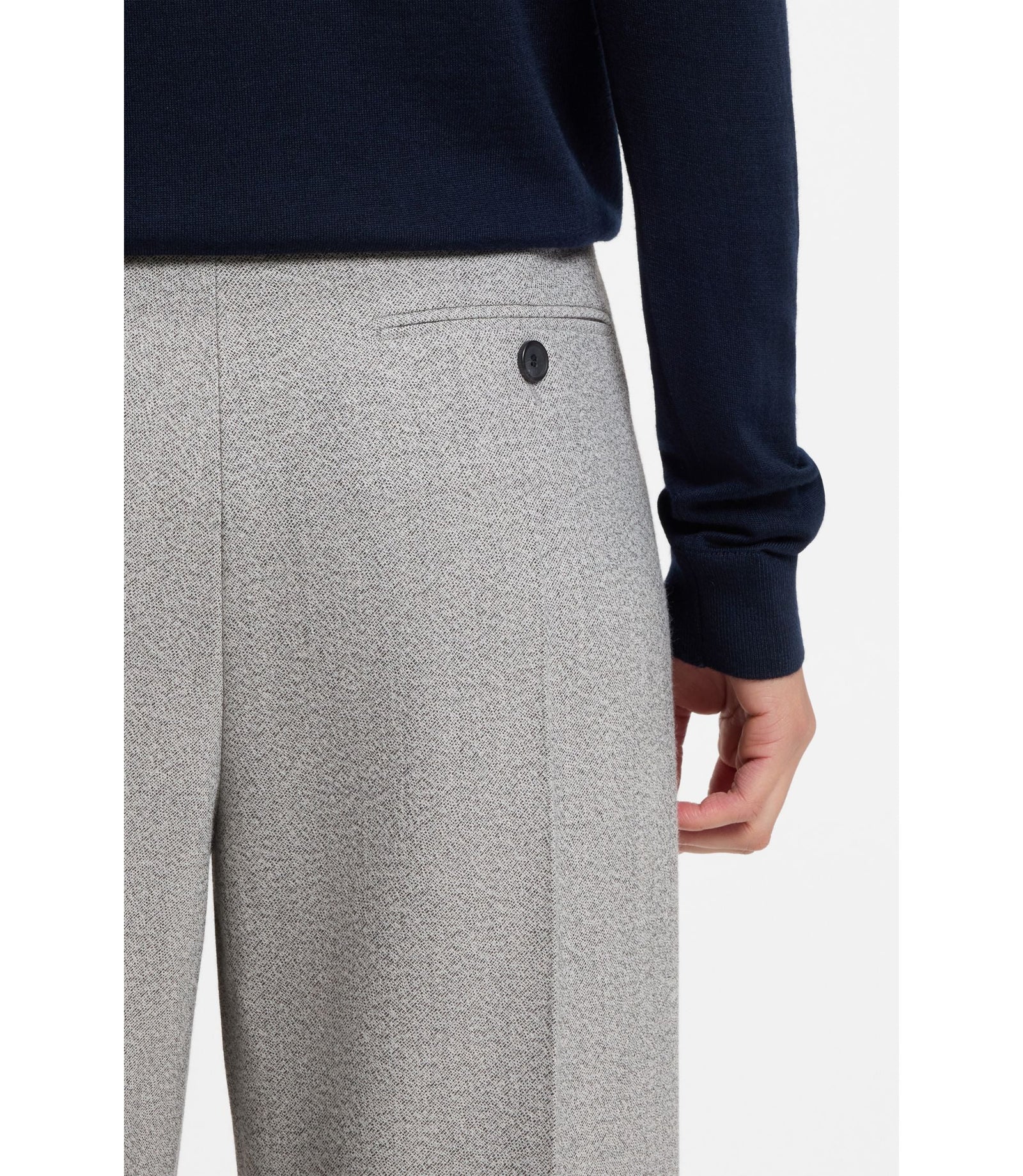 Boss Regular Fit Trousers In Sharkskin Twill Silver Women's