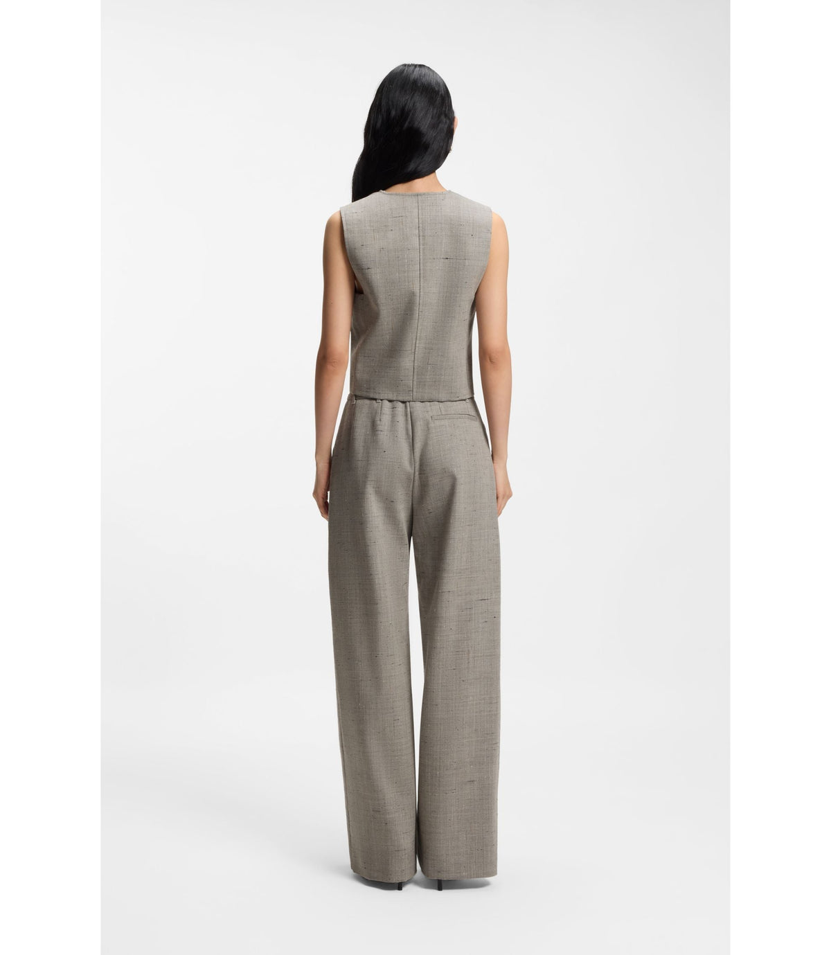 Boss Regular Fit Trousers In A Wool Blend Patterned Women's