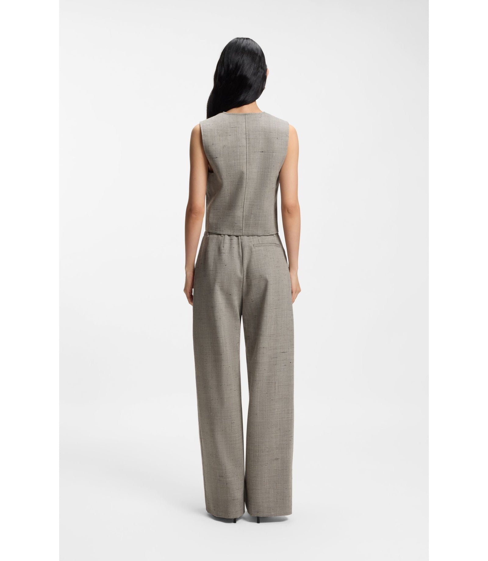 Boss Regular Fit Trousers In A Wool Blend Patterned Women's