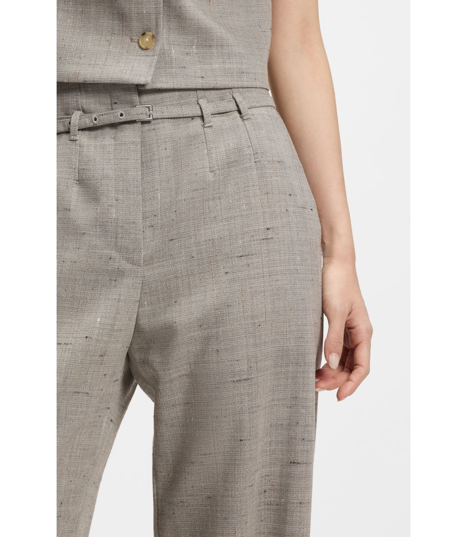 Boss Regular Fit Trousers In A Wool Blend Patterned Women's