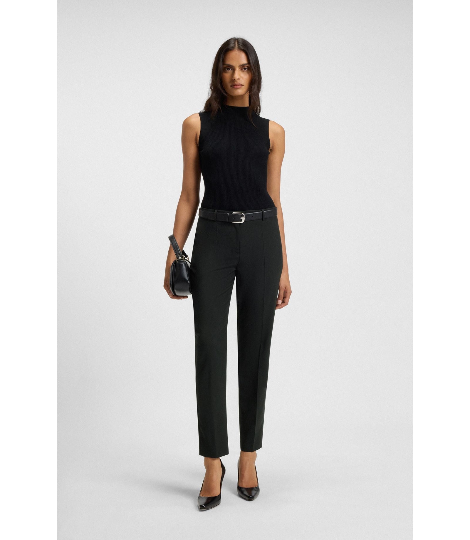 Boss Regular Fit Pants In Italian Made Virgin Wool Black Women's