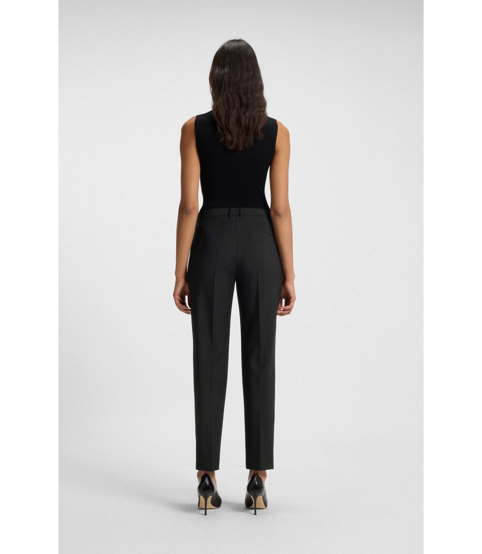 Boss Regular Fit Pants In Italian Made Virgin Wool Black Women's
