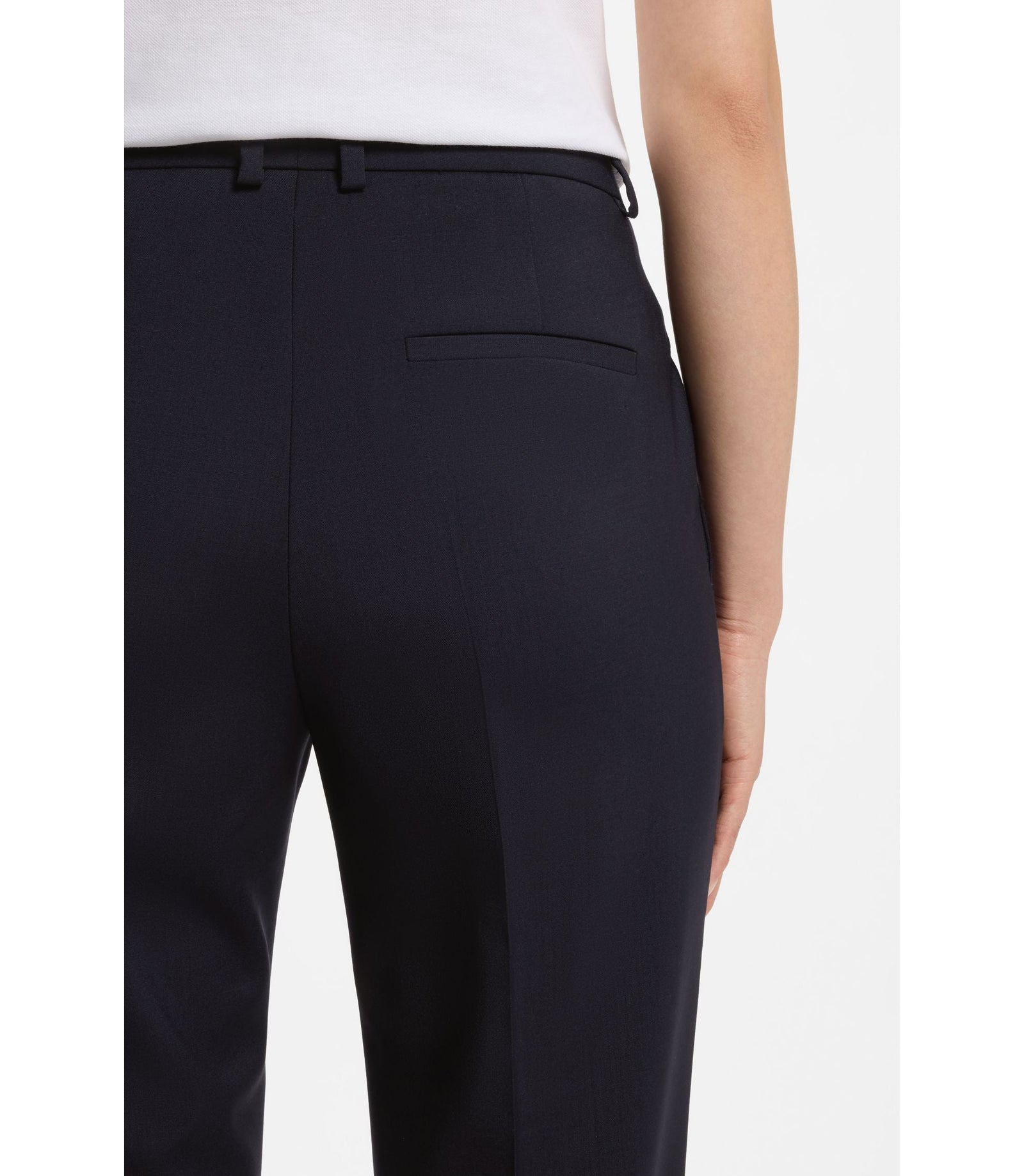 Boss Regular Fit Pants In Italian Made Virgin Wool Dark Blue Women's