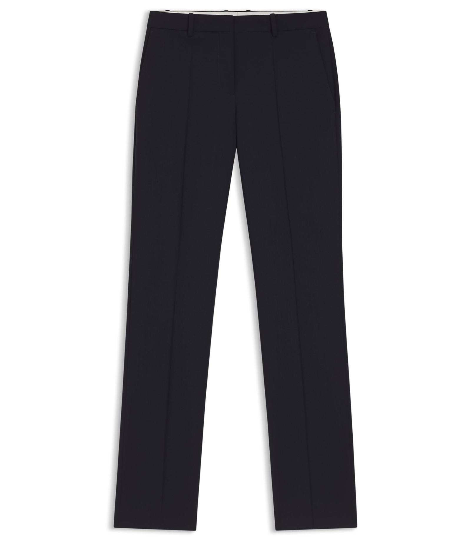 Boss Regular Fit Pants In Italian Made Virgin Wool Dark Blue Women's