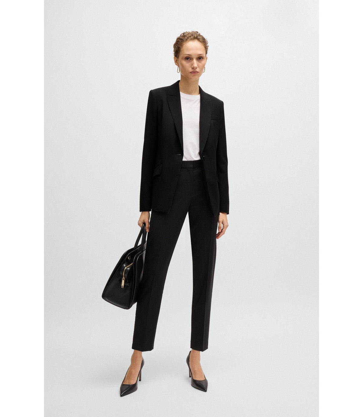 Boss Regular Fit Jacket In Virgin Wool Black Women's