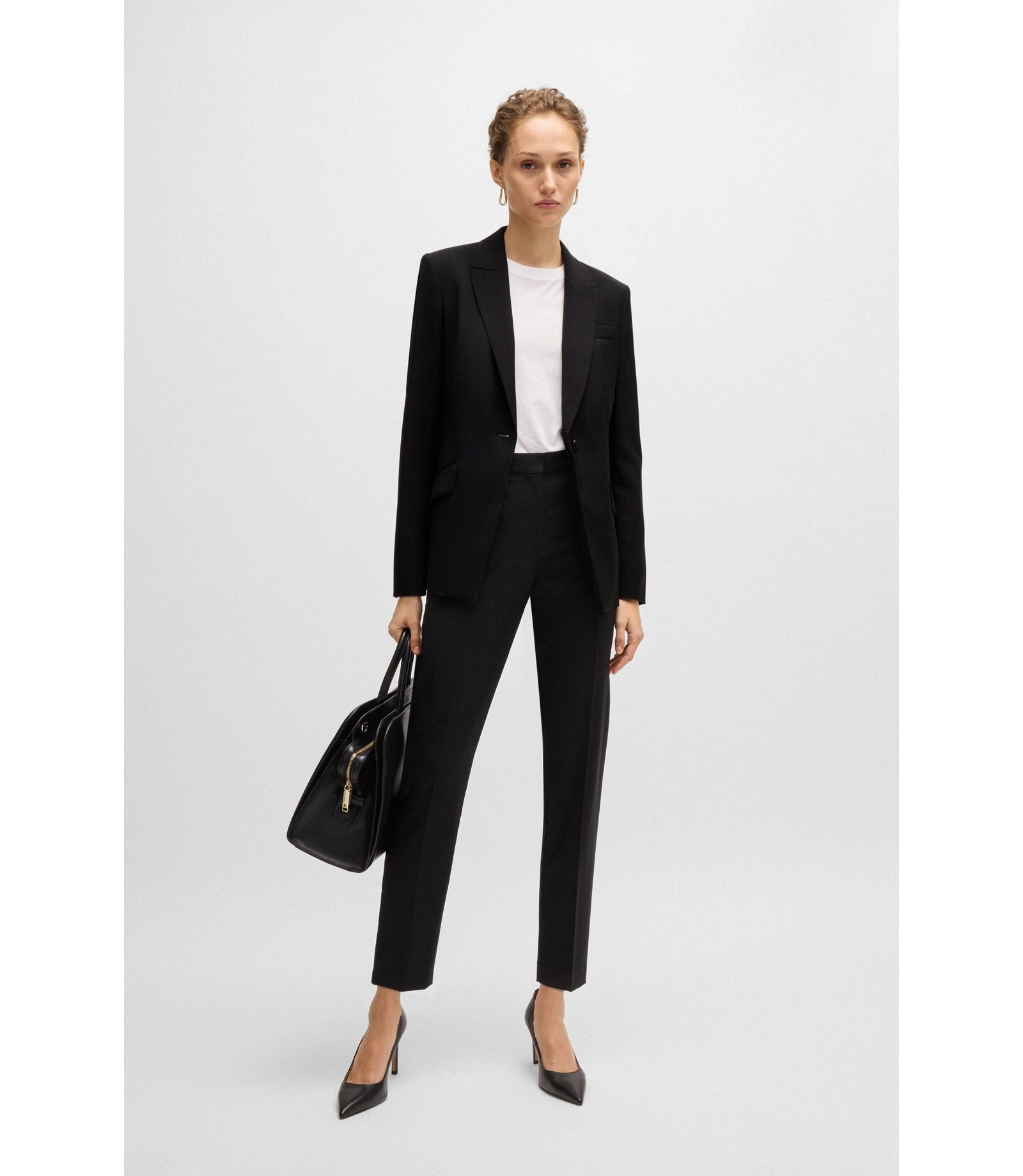 Boss Regular Fit Jacket In Virgin Wool Black Women's