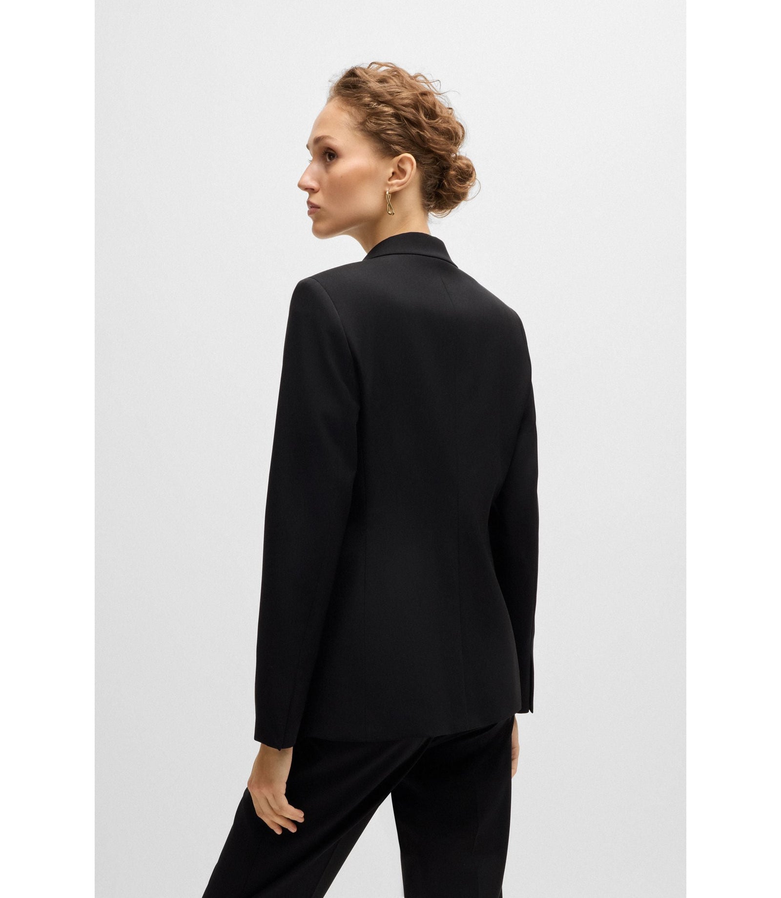 Boss Regular Fit Jacket In Virgin Wool Black Women's