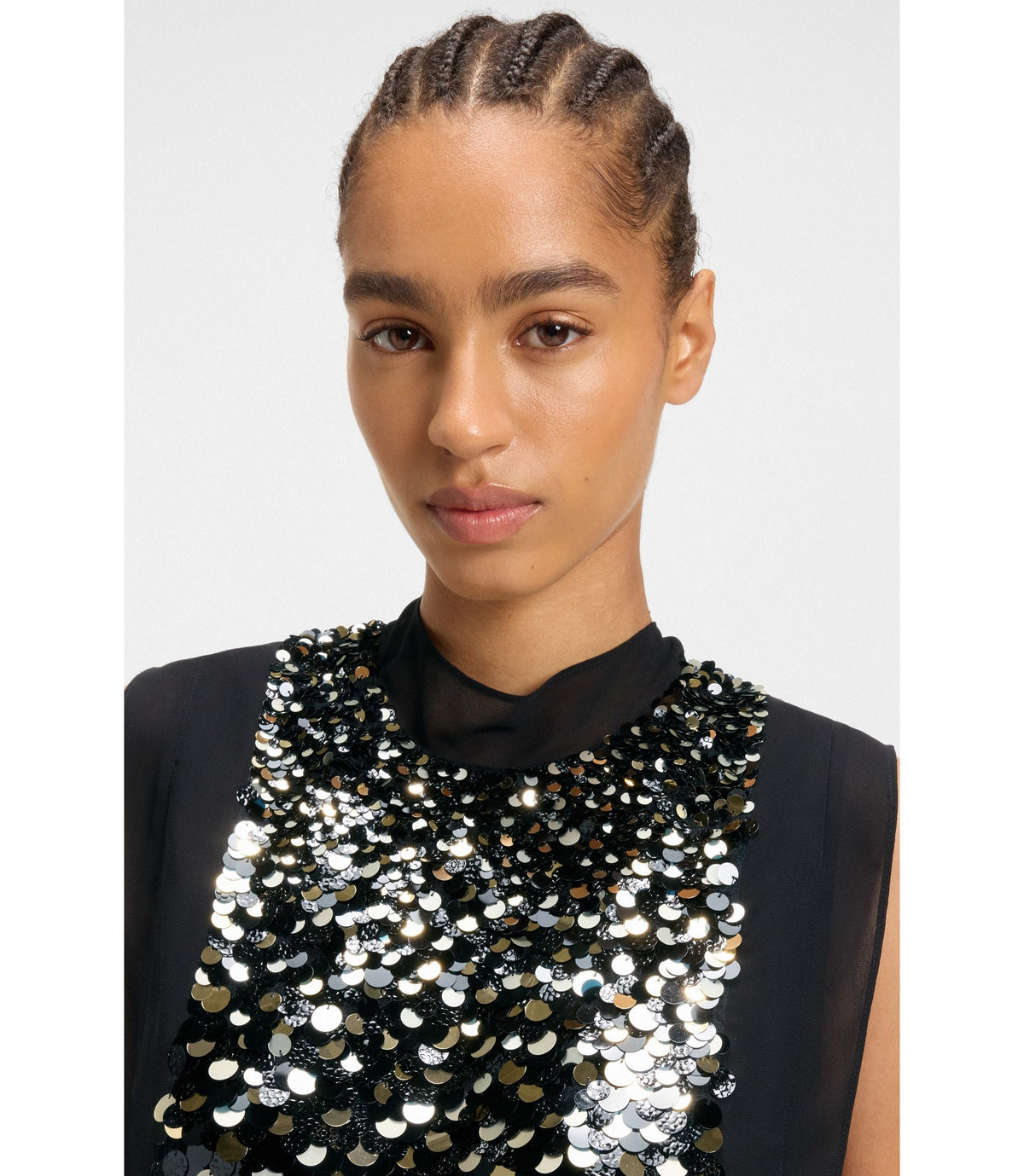 Boss Regular Fit Blouse With Sequin Embellishments Black Women's