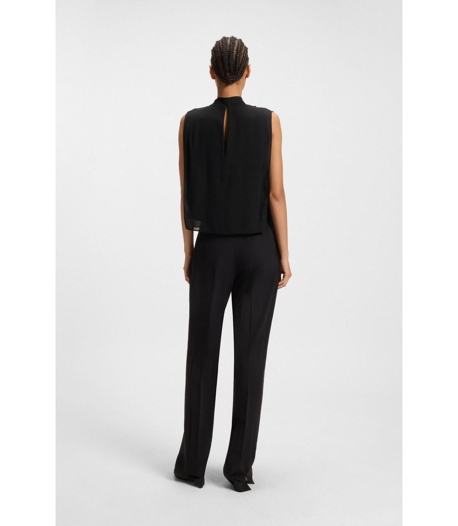 Boss Regular Fit Blouse With Sequin Embellishments Black Women's