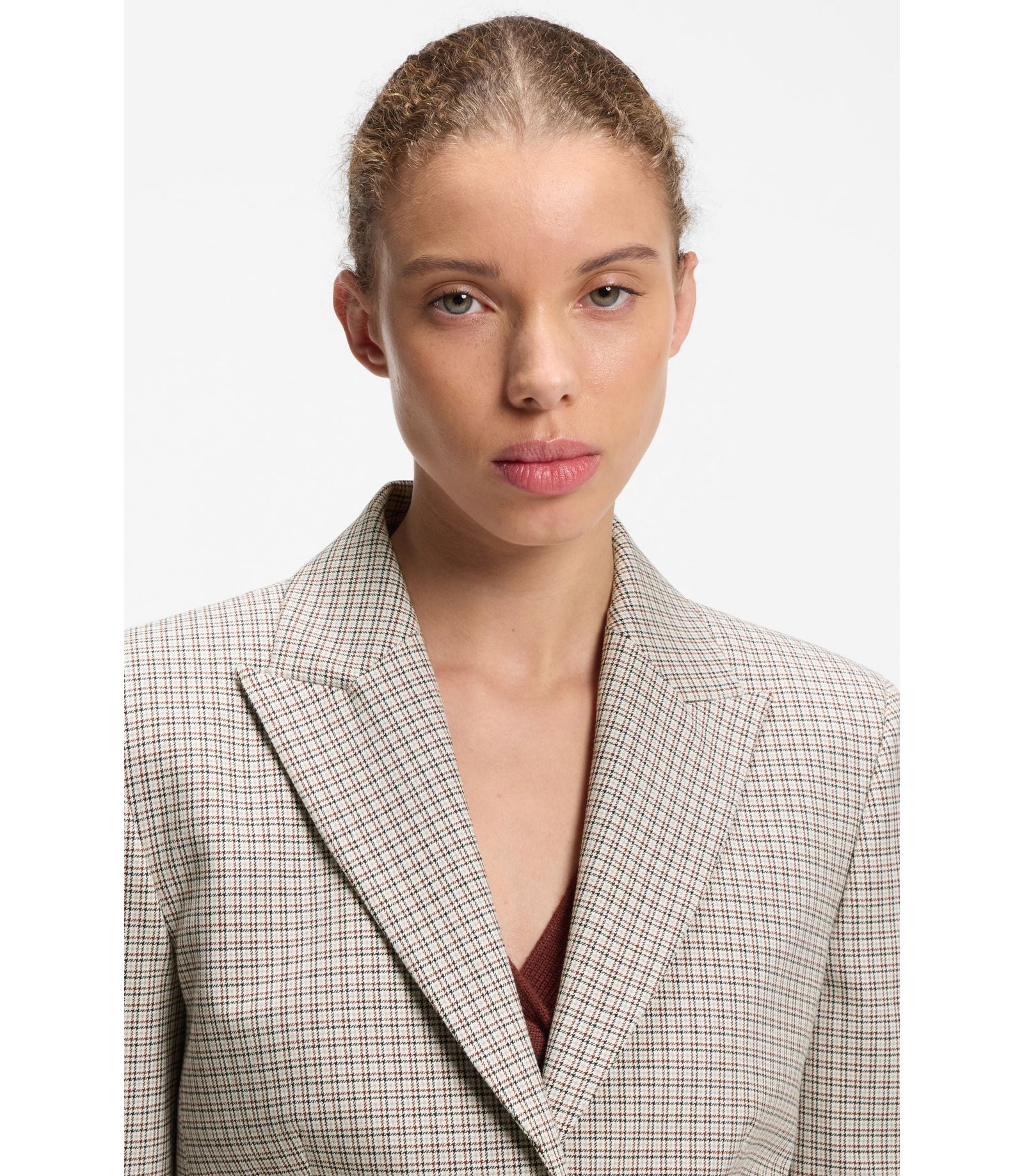 Hugo Regular Fit Blazer With Micro Check Patterned Women's