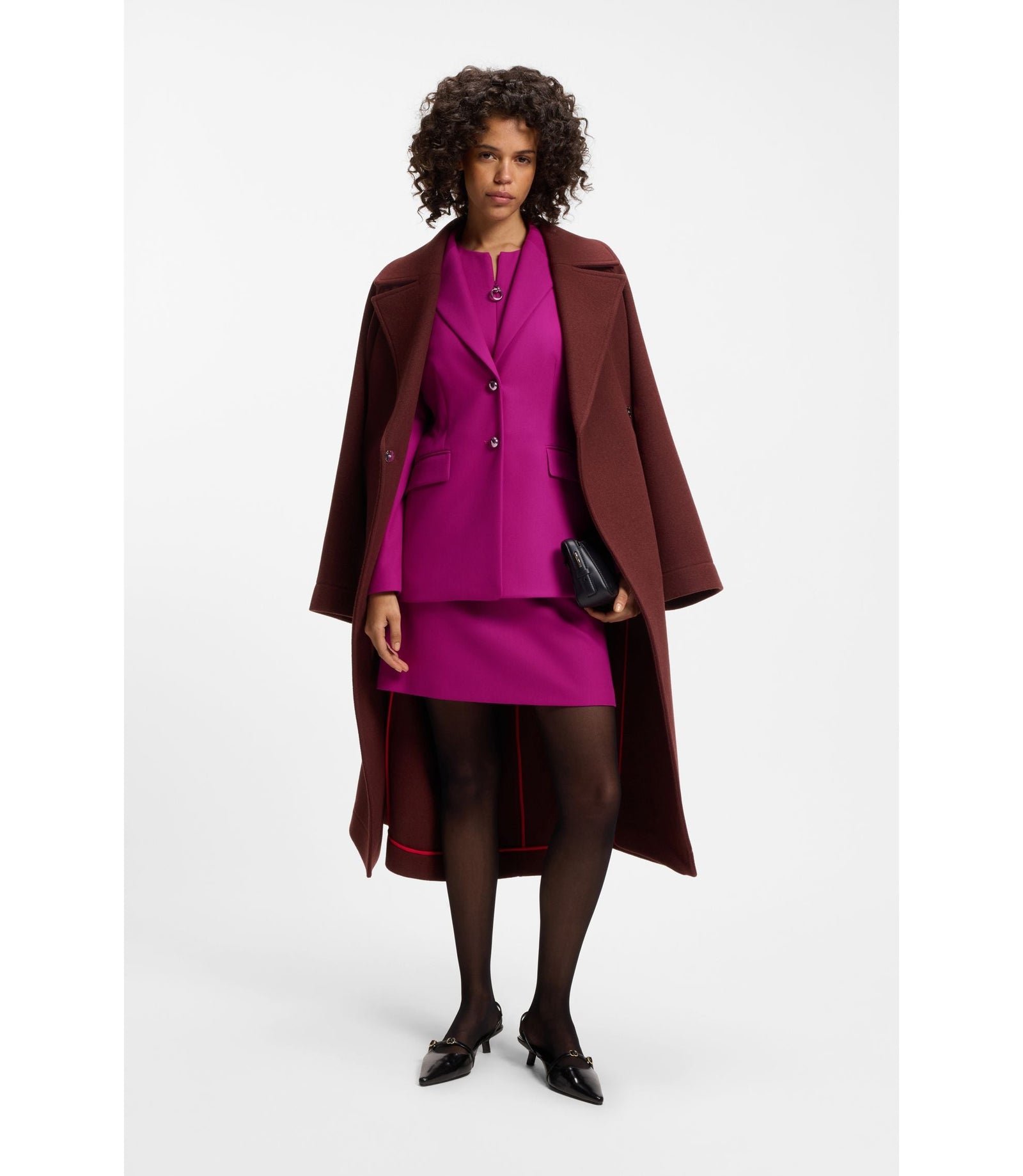 Hugo Regular Fit Blazer With Metal Buttons Dark Pink Women's