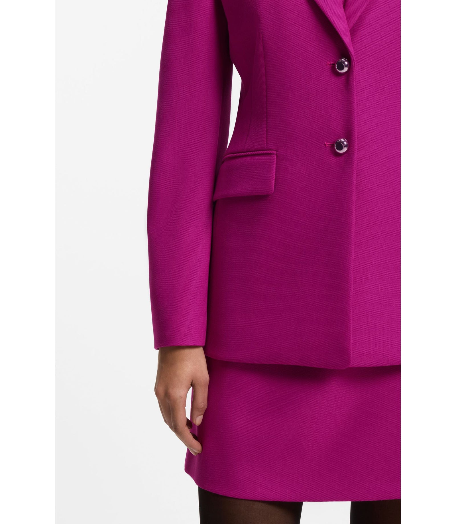 Hugo Regular Fit Blazer With Metal Buttons Dark Pink Women's