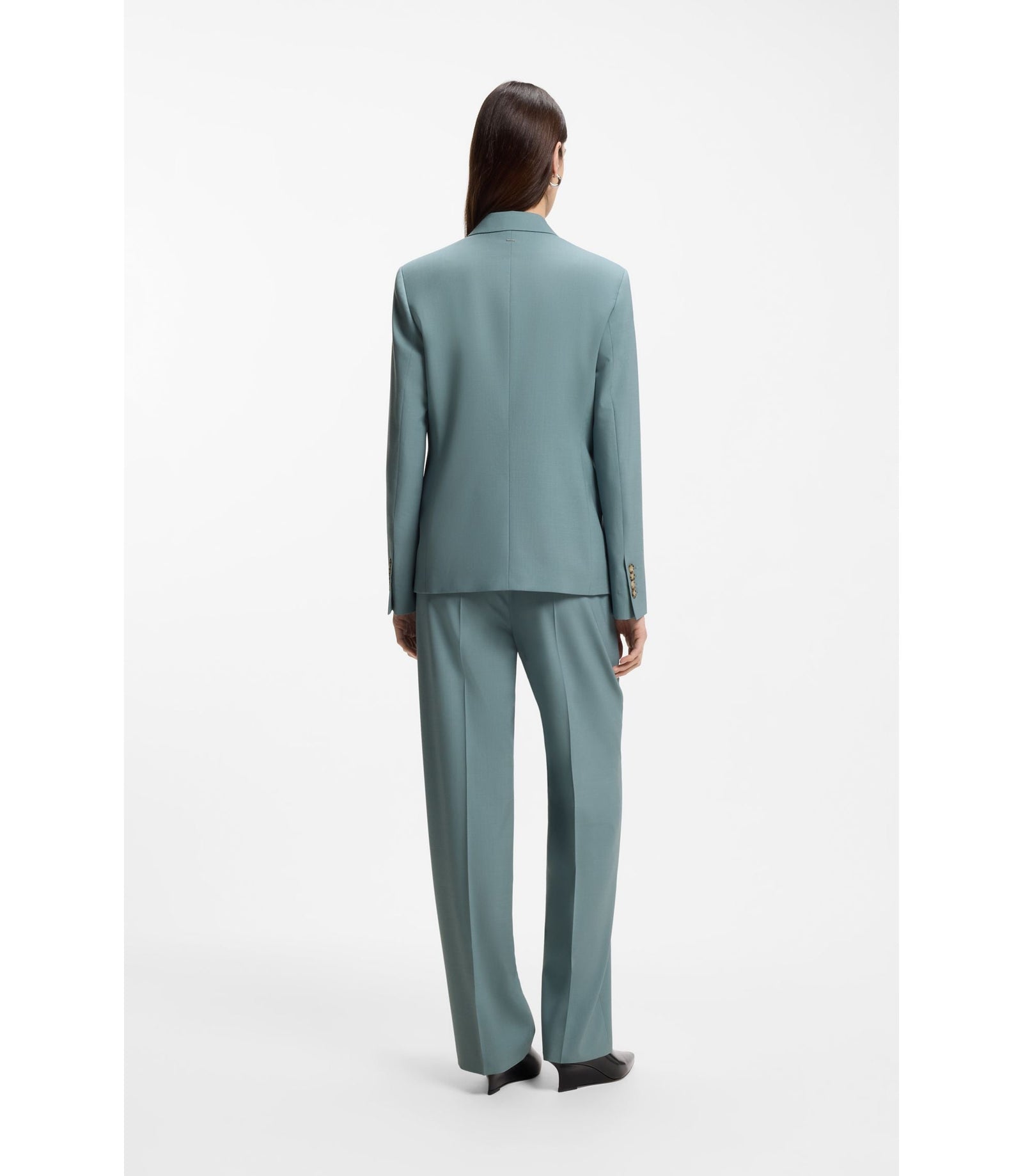 Boss Regular Fit Blazer In Virgin Wool Blue Women's