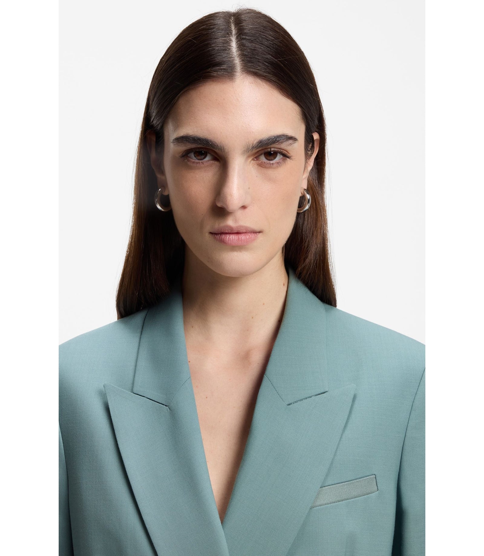 Boss Regular Fit Blazer In Virgin Wool Blue Women's
