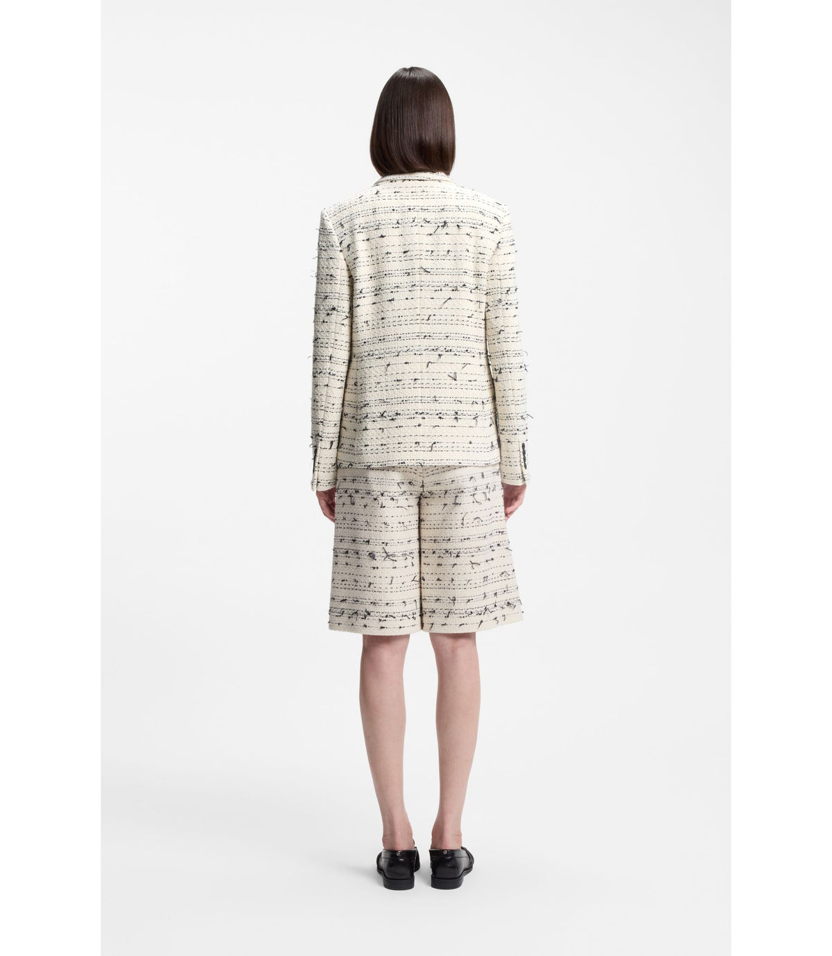 Boss Regular Fit Blazer In Striped Cotton Blend Tweed Patterned Women's