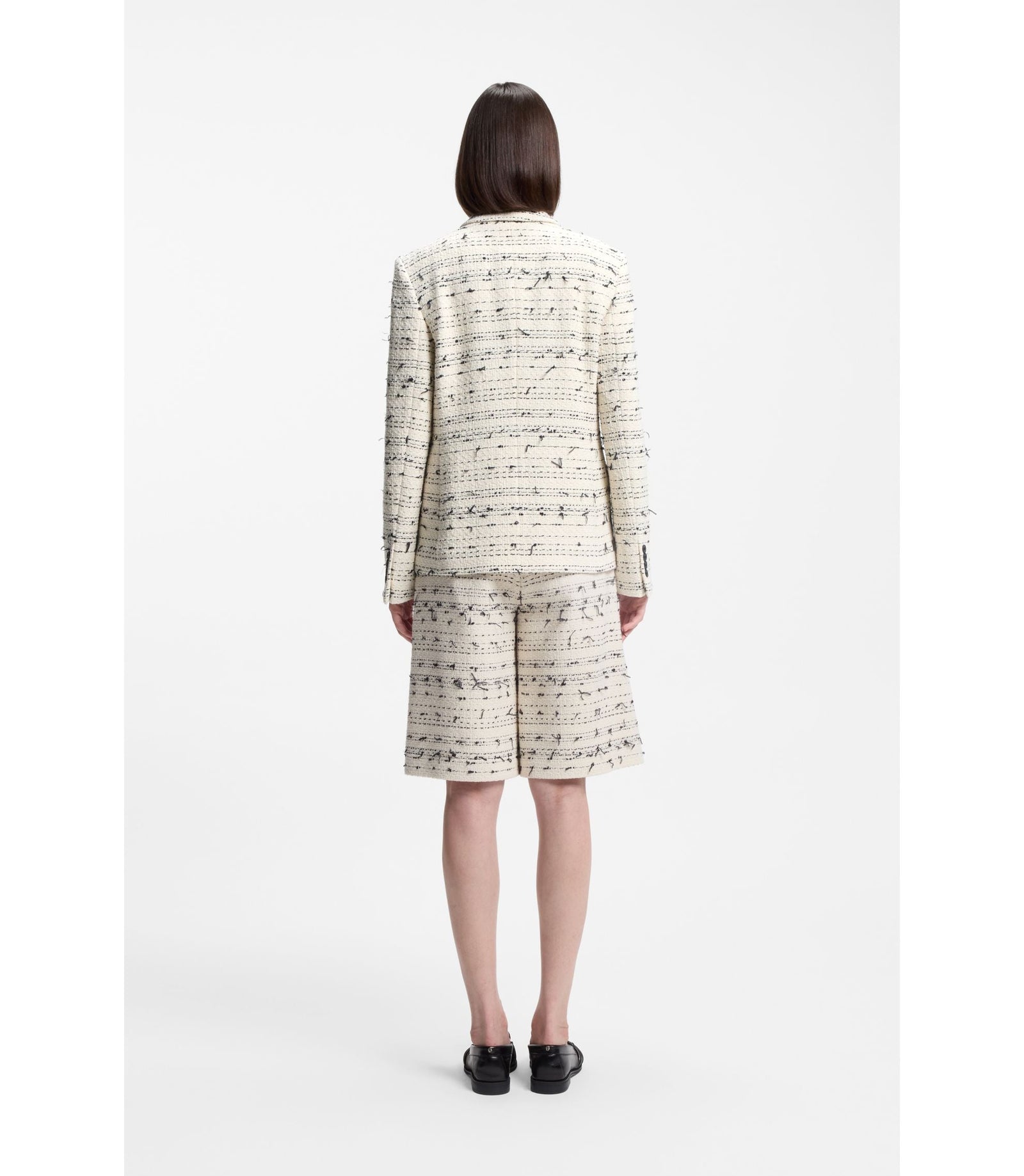 Boss Regular Fit Blazer In Striped Cotton Blend Tweed Patterned Women's