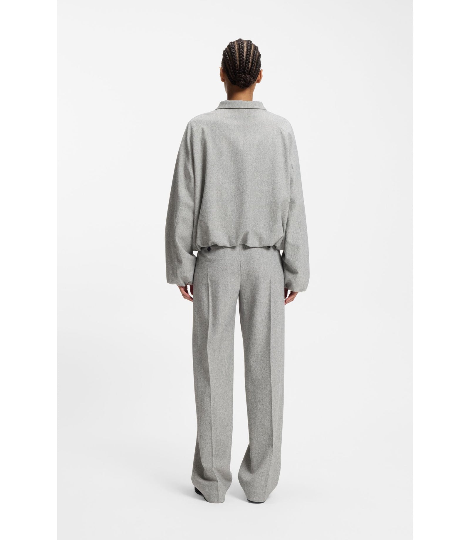 Boss Regular Fit Blazer In Stretch Sharkskin Silver Women's