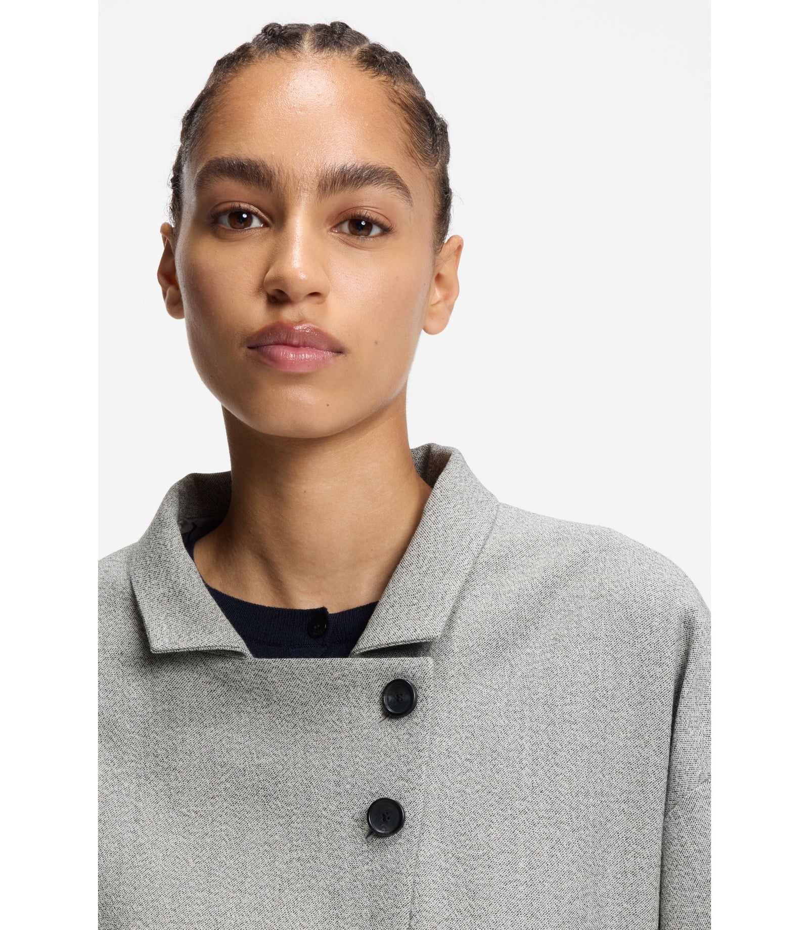 Boss Regular Fit Blazer In Stretch Sharkskin Silver Women's