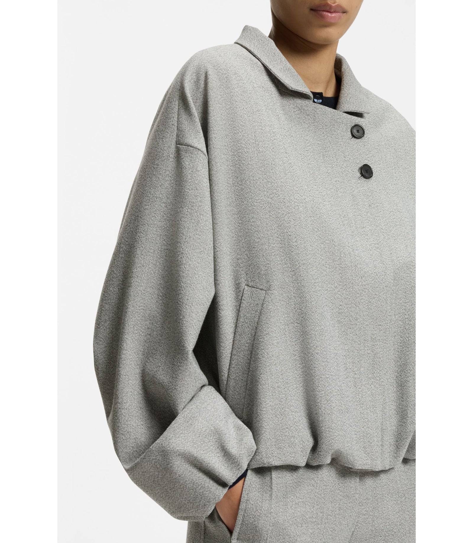Boss Regular Fit Blazer In Stretch Sharkskin Silver Women's