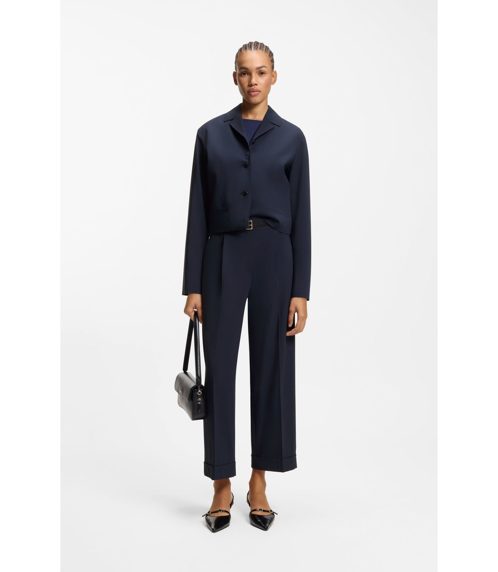 Hugo Regular Fit Blazer In Stretch Fabric Dark Blue Women's