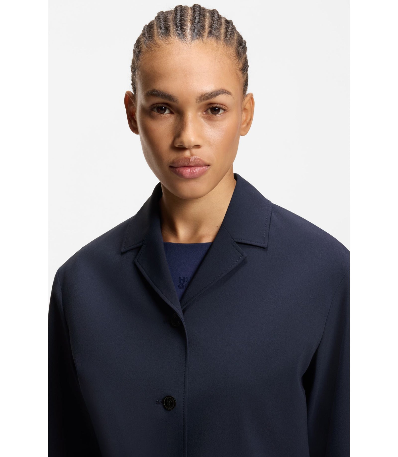 Hugo Regular Fit Blazer In Stretch Fabric Dark Blue Women's