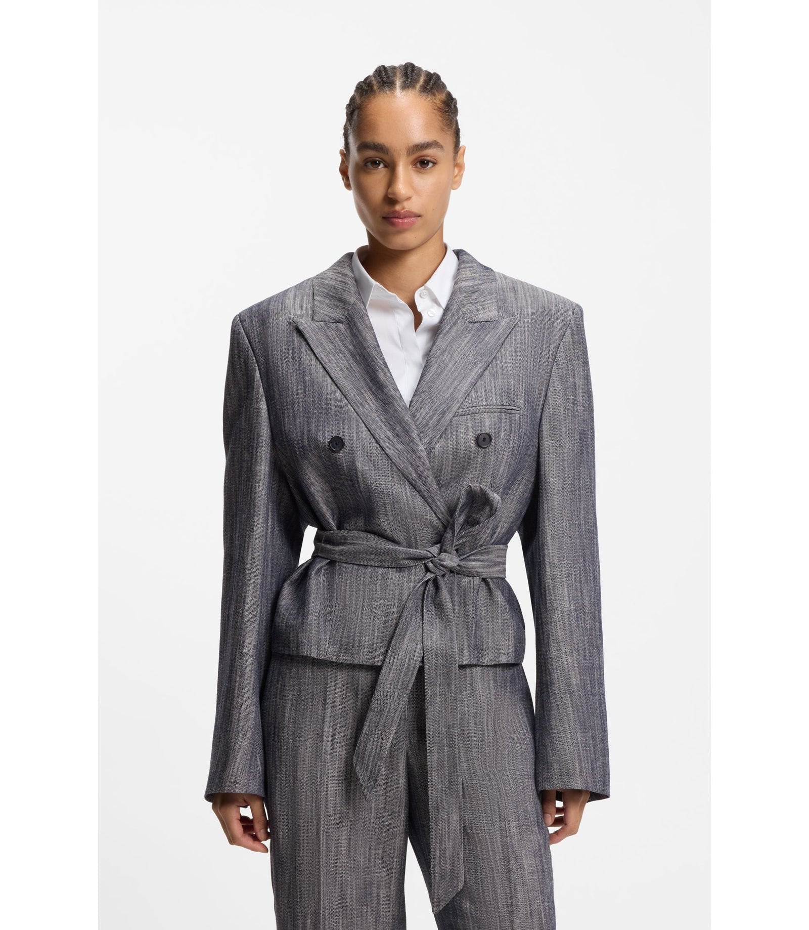 Boss Regular Fit Blazer In Melange Denim Patterned Women's