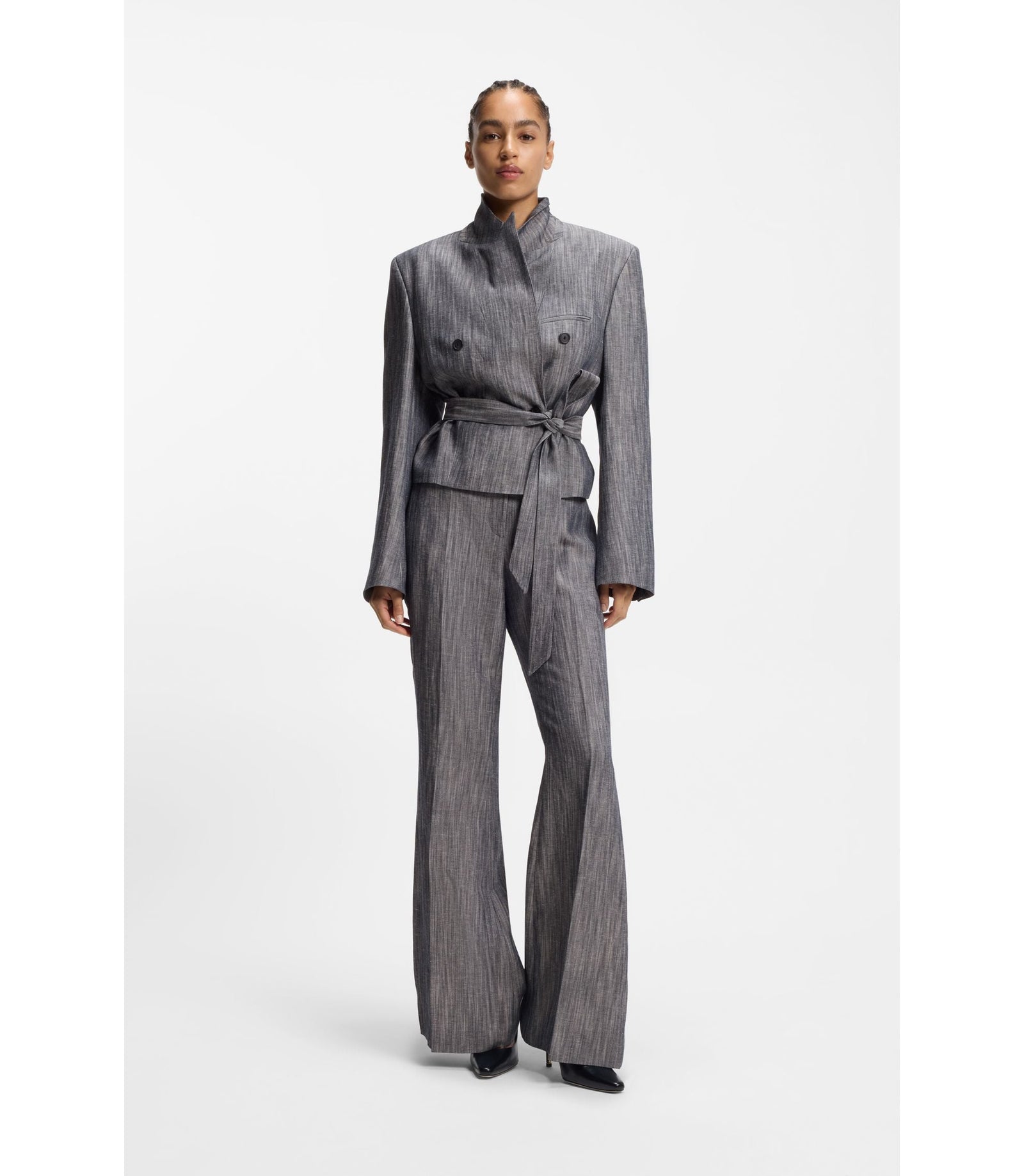 Boss Regular Fit Blazer In Melange Denim Patterned Women's