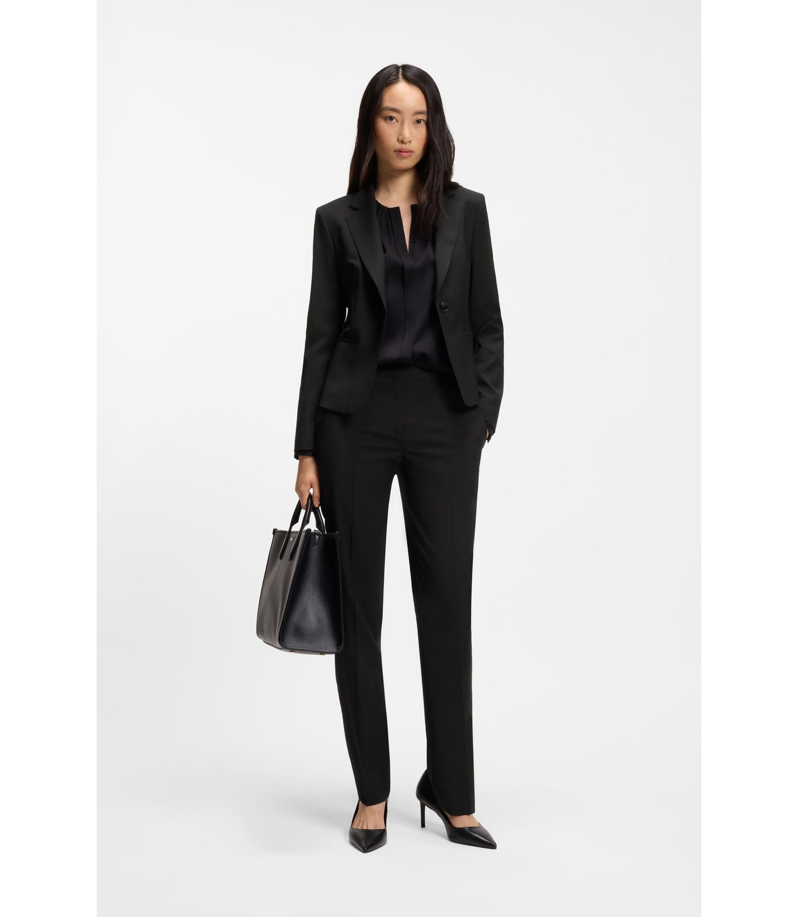 Boss Regular Fit Blazer In Italian Made Virgin Wool Black Women's