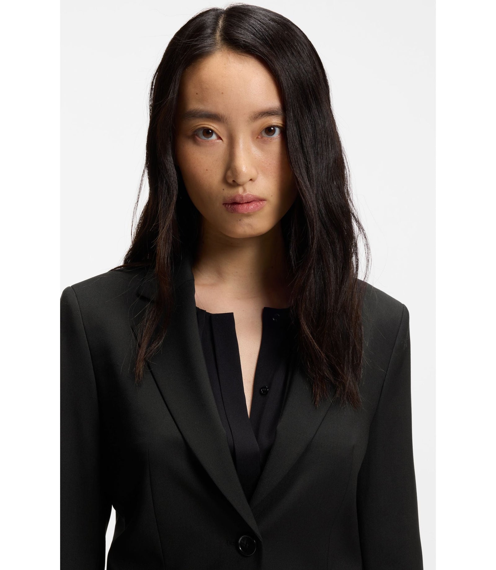 Boss Regular Fit Blazer In Italian Made Virgin Wool Black Women's