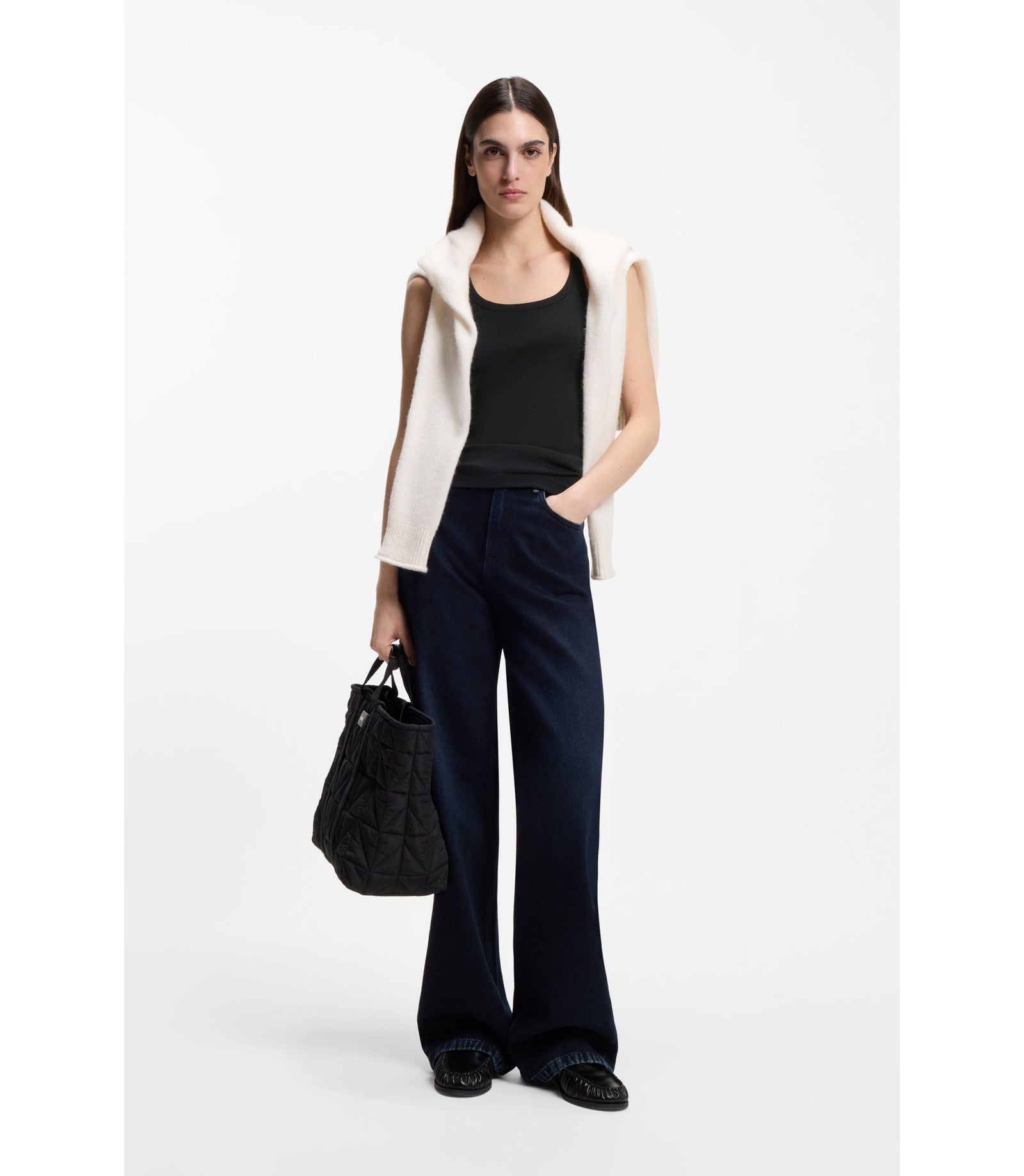Boss Racer Back Tank Top In Stretch Cotton Black Women's