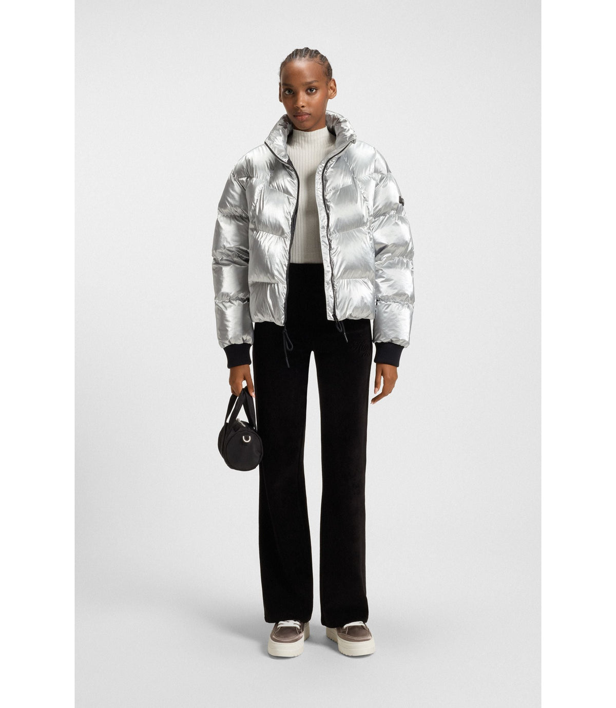 Hugo Puffer Jacket With Silicone Logo Badge Patterned Women's
