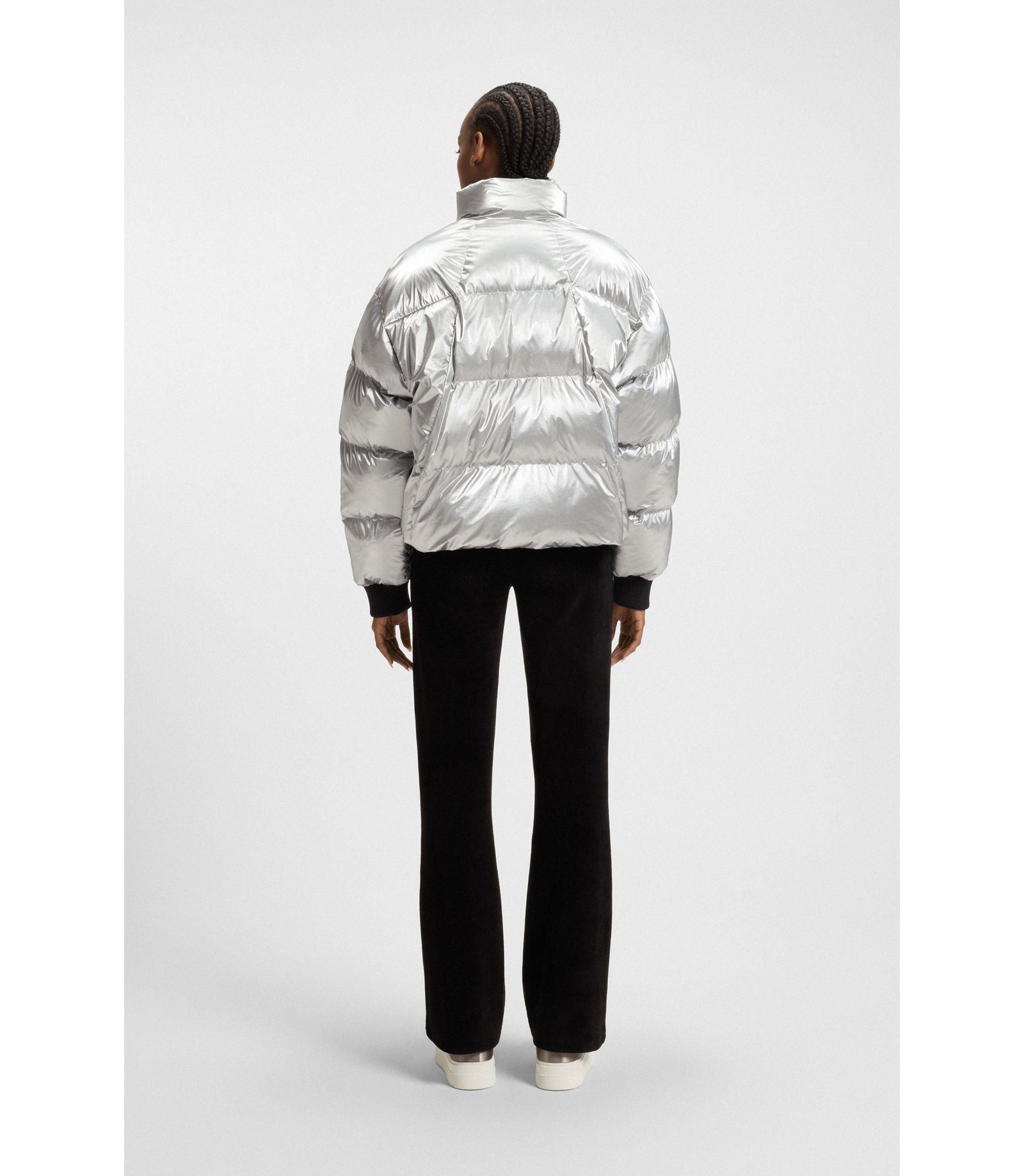 Hugo Puffer Jacket With Silicone Logo Badge Patterned Women's