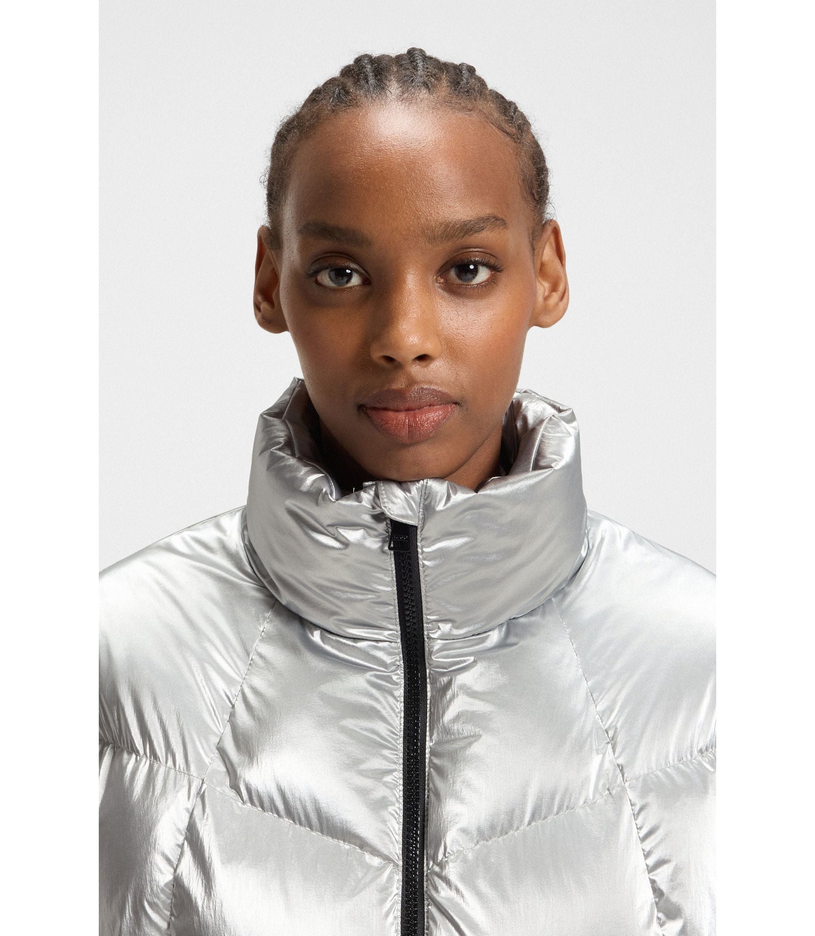 Hugo Puffer Jacket With Silicone Logo Badge Patterned Women's