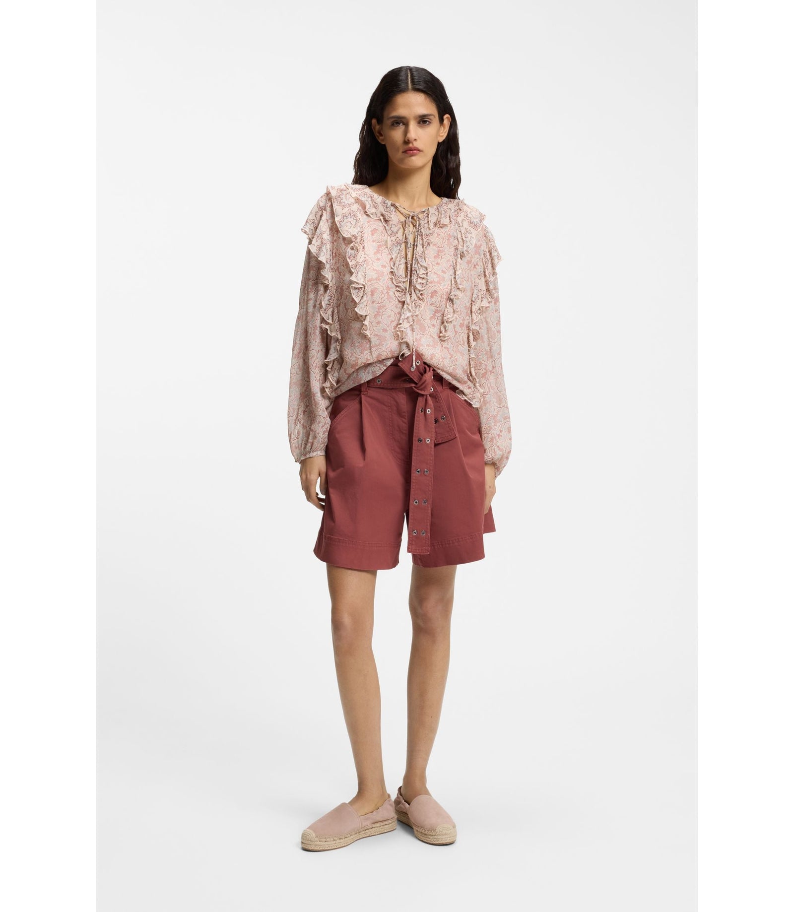 Boss Printed Regular Fit Blouse In Crepe Georgette Patterned Women's
