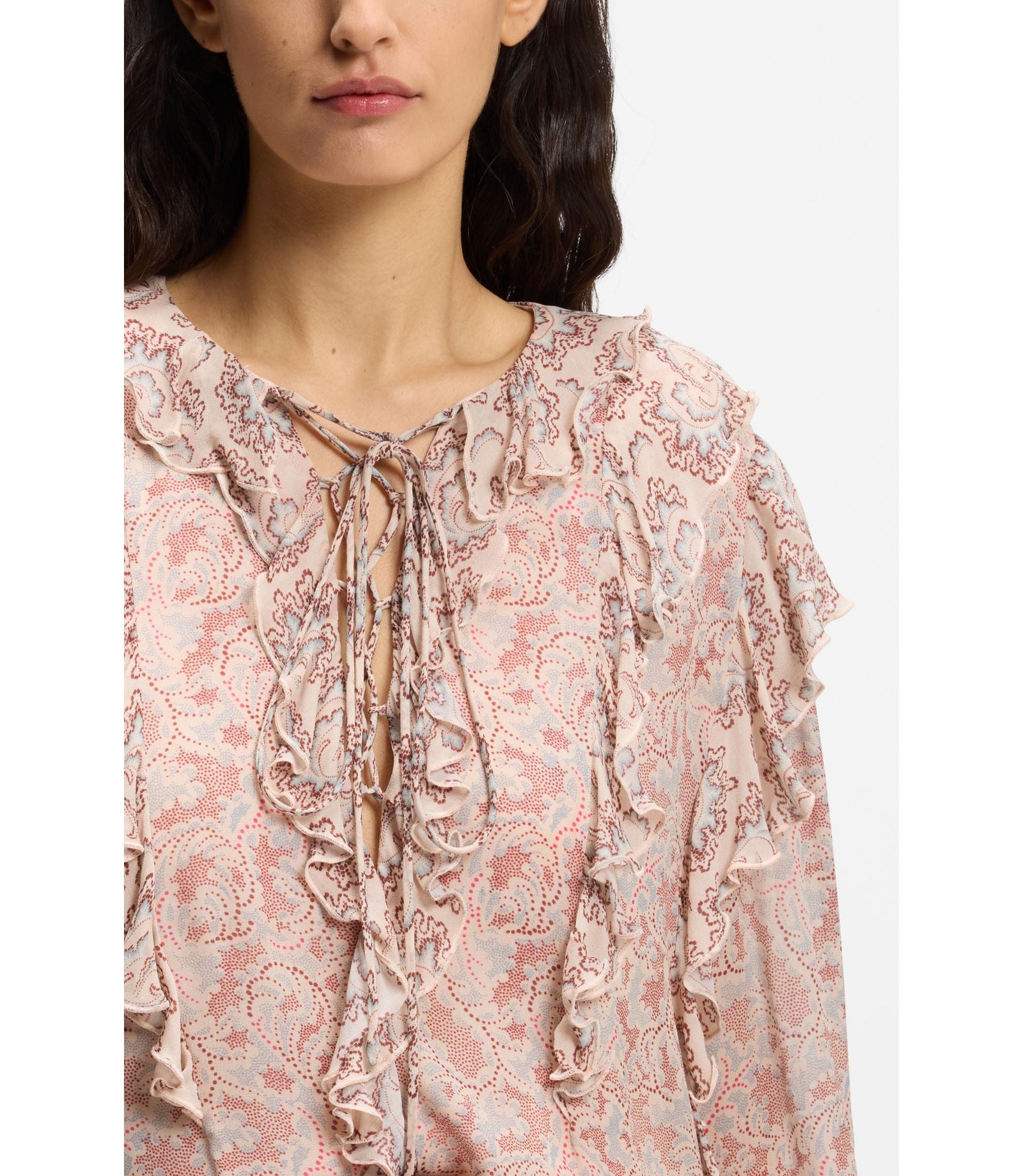 Boss Printed Regular Fit Blouse In Crepe Georgette Patterned Women's
