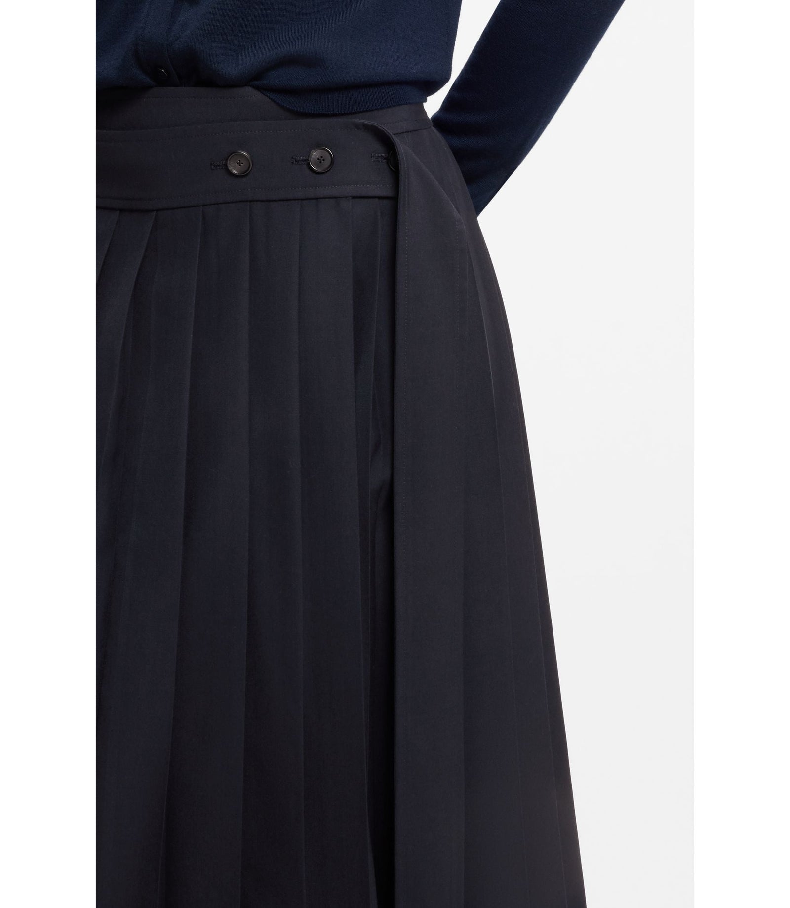Boss Pleated Skirt In A Wool Blend Dark Blue Women's