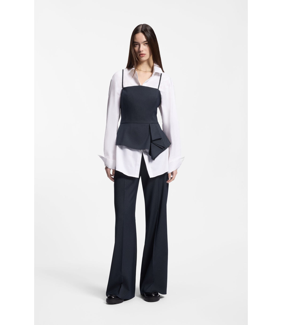 Hugo Pinstripe Top With Peplum Hem Patterned Women's