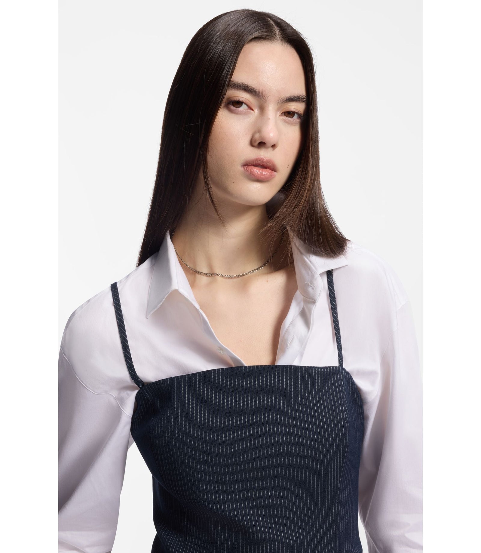 Hugo Pinstripe Top With Peplum Hem Patterned Women's