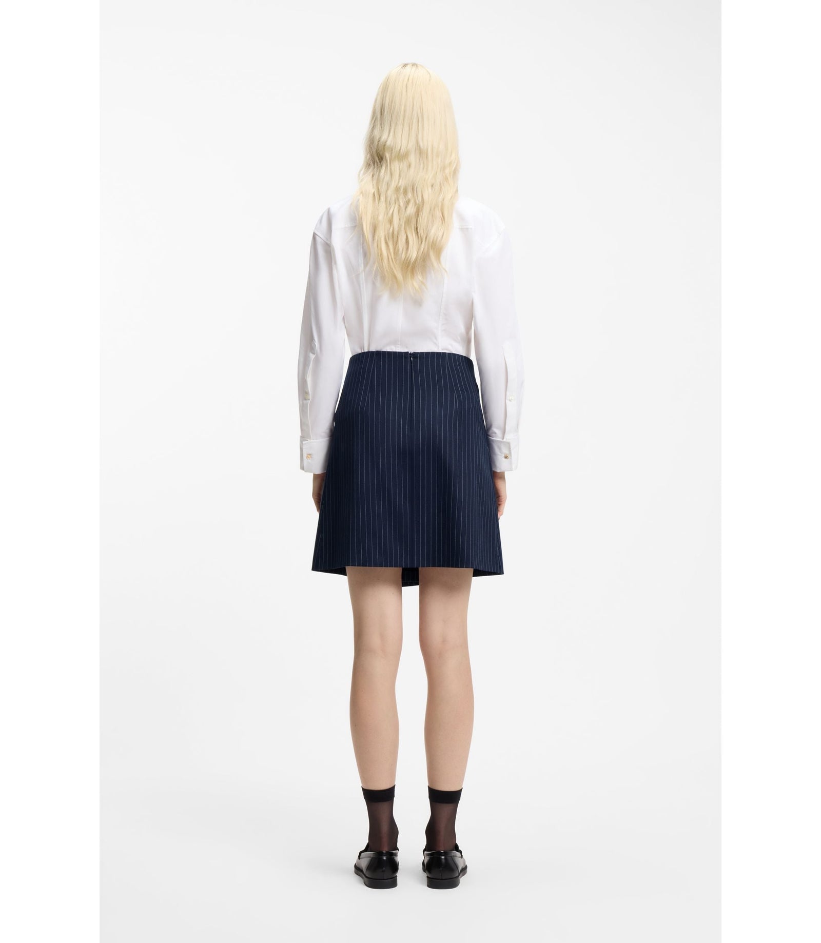 Hugo Pinstripe Pencil Skirt With Belt Patterned Women's