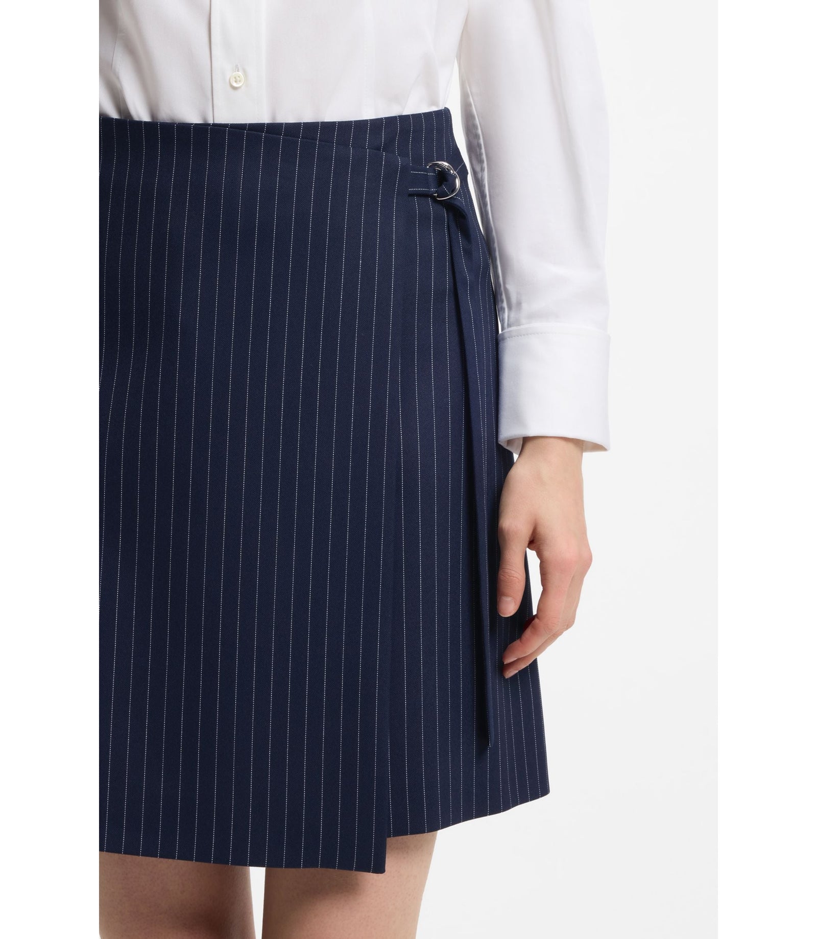 Hugo Pinstripe Pencil Skirt With Belt Patterned Women's