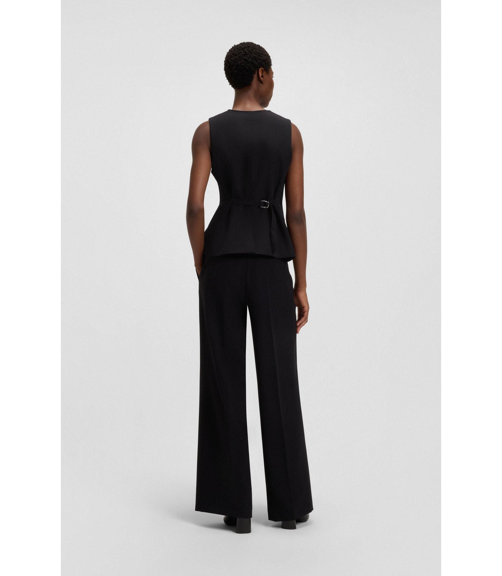 Boss Oversized Fit Waistcoat In Stretch Crepe Black Women's