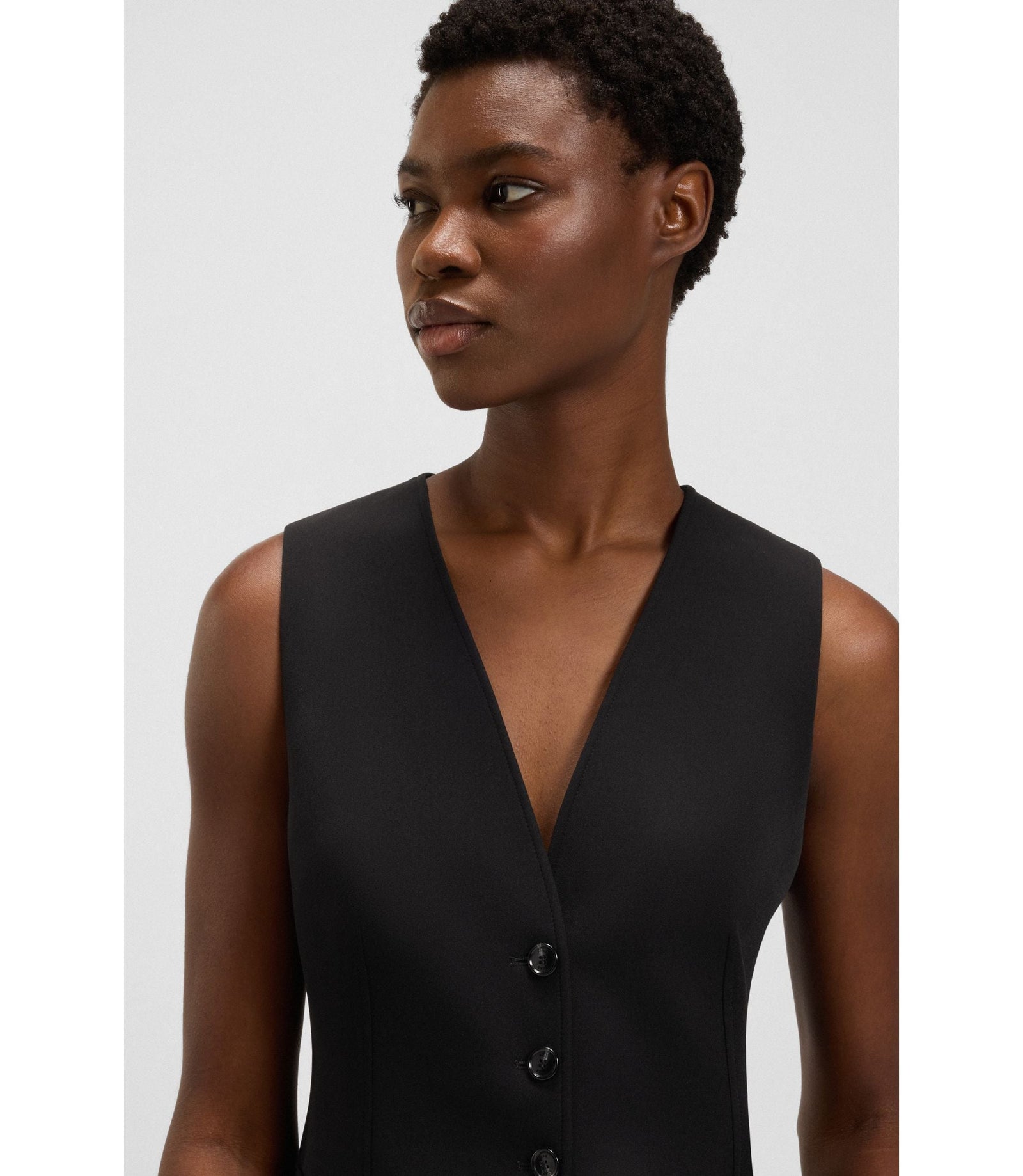 Boss Oversized Fit Waistcoat In Stretch Crepe Black Women's